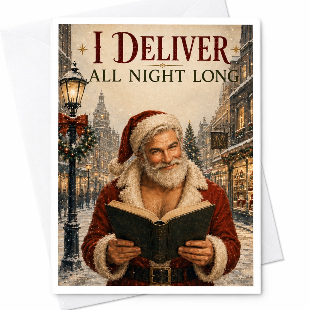 I Deliver All Night Long Funny Christmas Card Santa Claus Holiday Greeting Card For Him Festive Santa Card C5726