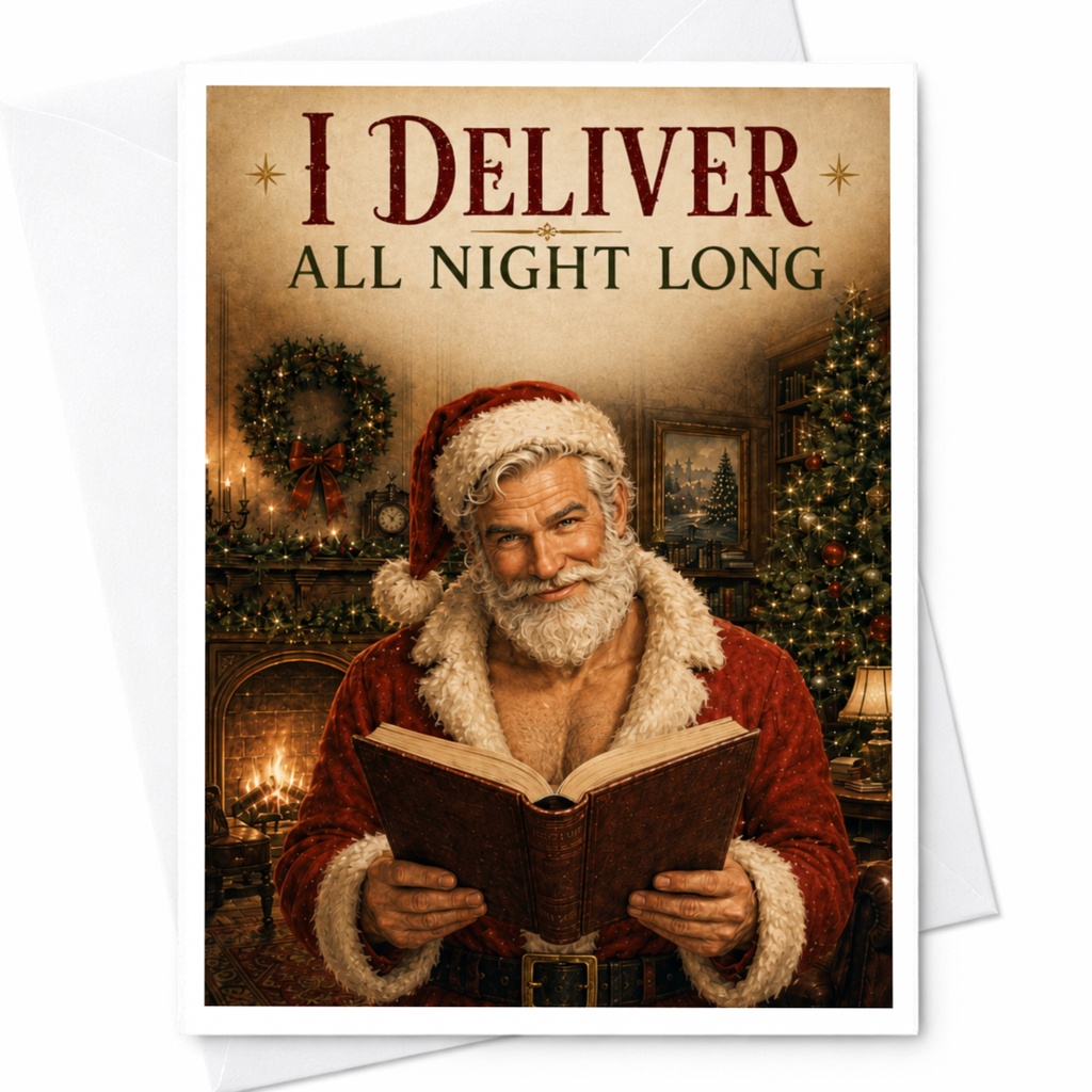 I Deliver All Night Long Funny Christmas Card Santa Claus Holiday Greeting Card For Him Festive Card C5727