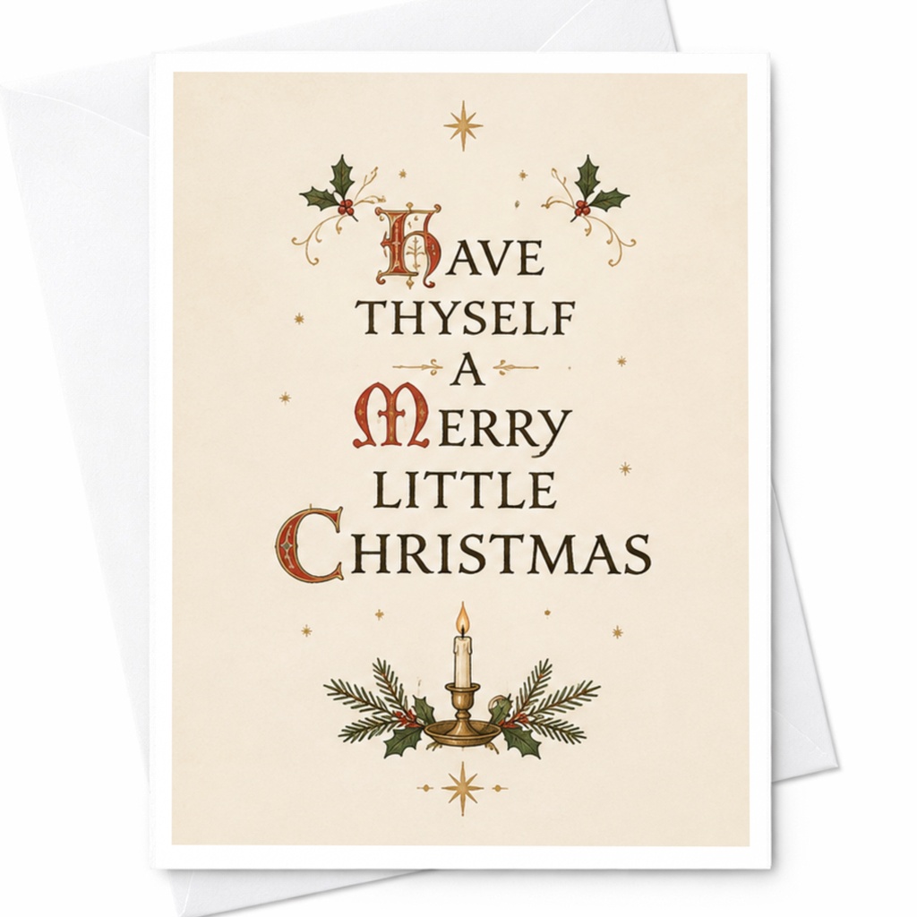 Have Thyself A Merry Little Christmas Vintage Christmas Card Holiday Greeting Card Festive Candle For Family Friends C5740