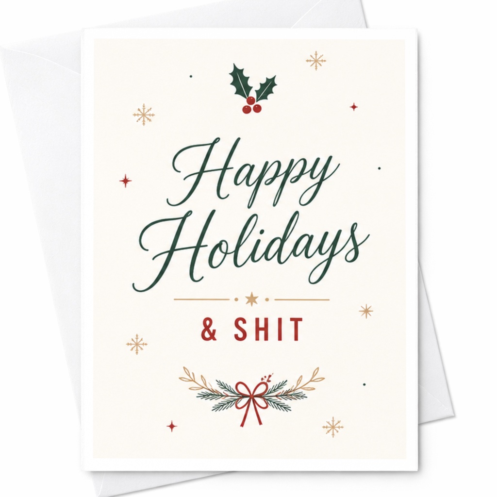 Happy Holidays & Shit Funny Christmas Card Holiday Greeting Card For Friends Family Festive Xmas Card C5762