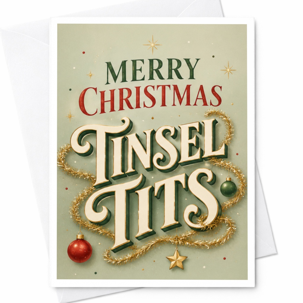Merry Christmas Tinsel Tits Funny Christmas Card Festive Holiday Greeting Card For Friends Family Xmas Card C5768