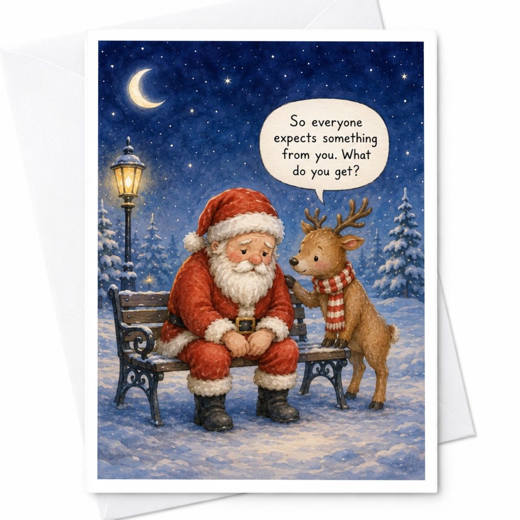 So Everyone Expects Something From You Christmas Card Funny Santa Reindeer Holiday Greeting Card Cute Winter Scene For Friend C5795