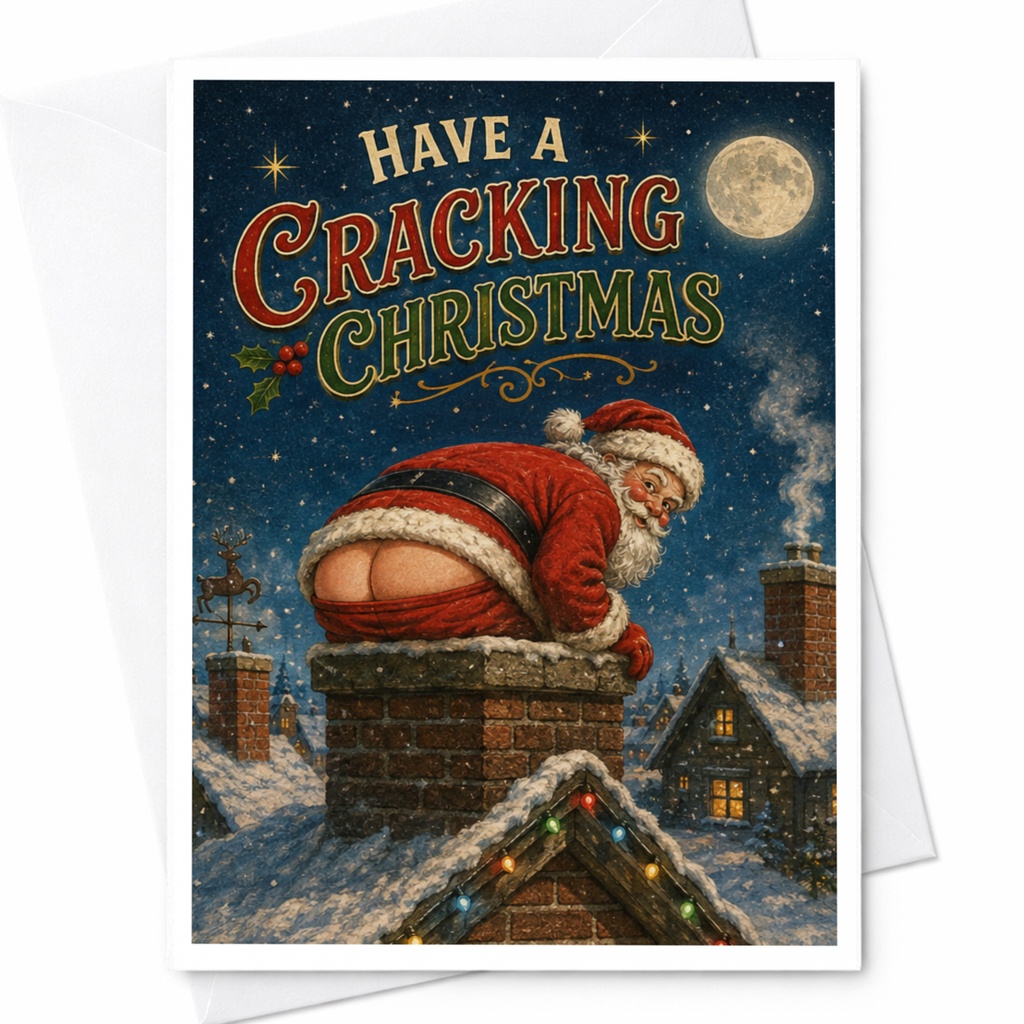 Have A Cracking Christmas Funny Christmas Card Santa Holiday Greeting Card Rude Xmas Card For Friends Family C5733