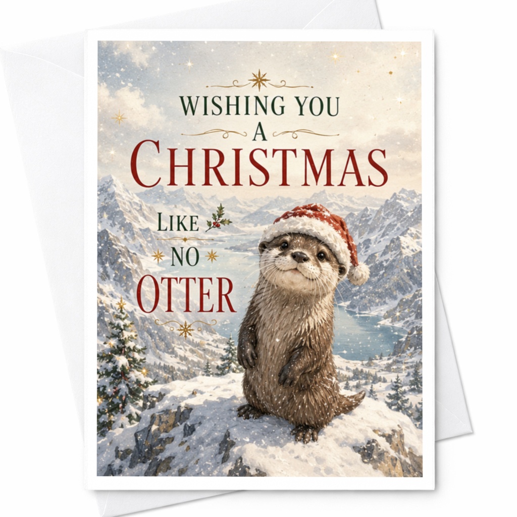 Wishing You A Christmas Like No Otter Funny Christmas Card Cute Otter Holiday Greeting Card Animal Lover Xmas Card C5753