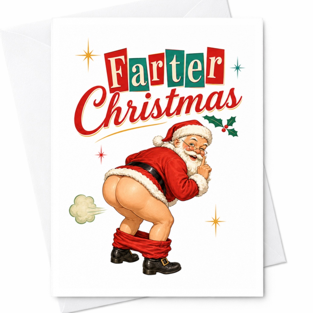Farter Christmas Funny Christmas Card Santa Holiday Greeting Card For Him Her Friend Cute Festive C5766