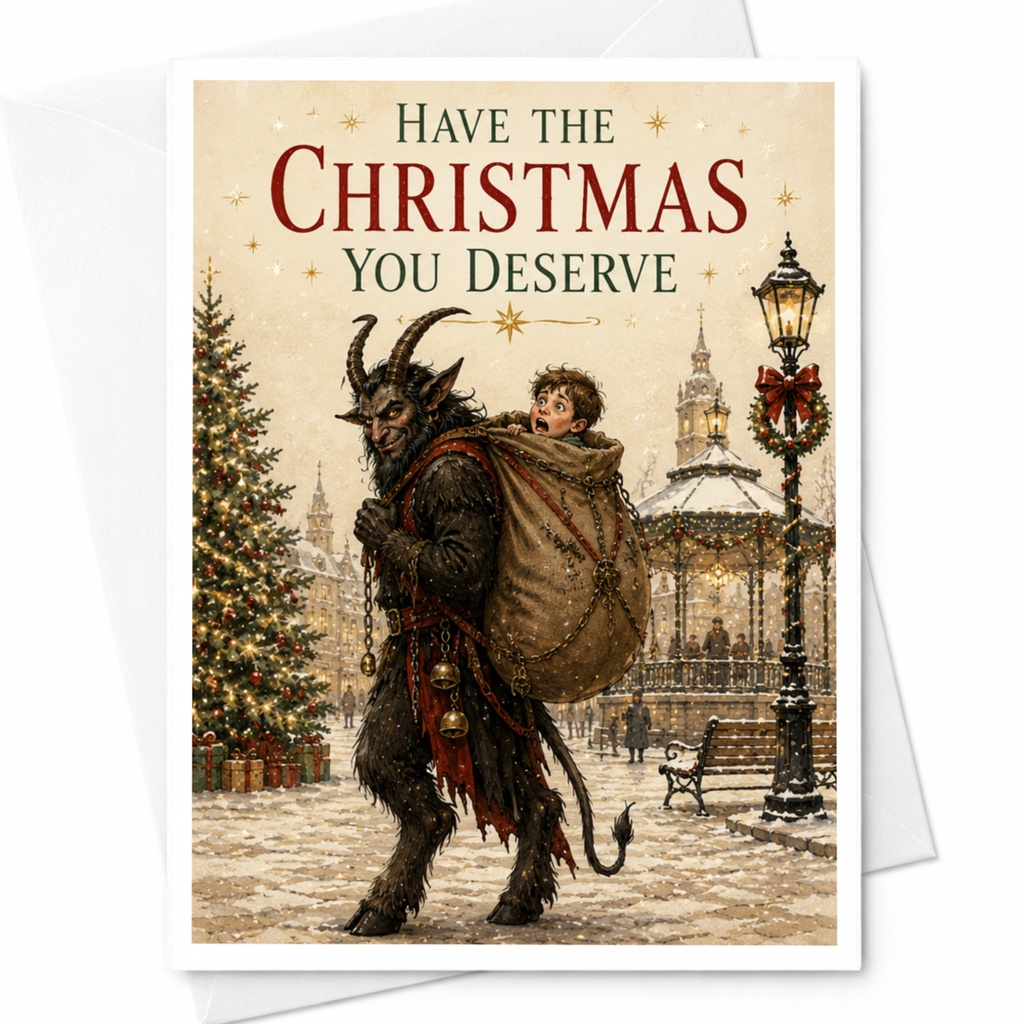 Have The Christmas You Deserve Funny Christmas Card Krampus Holiday Greeting Card Unique Xmas Card For Friends Family C5790