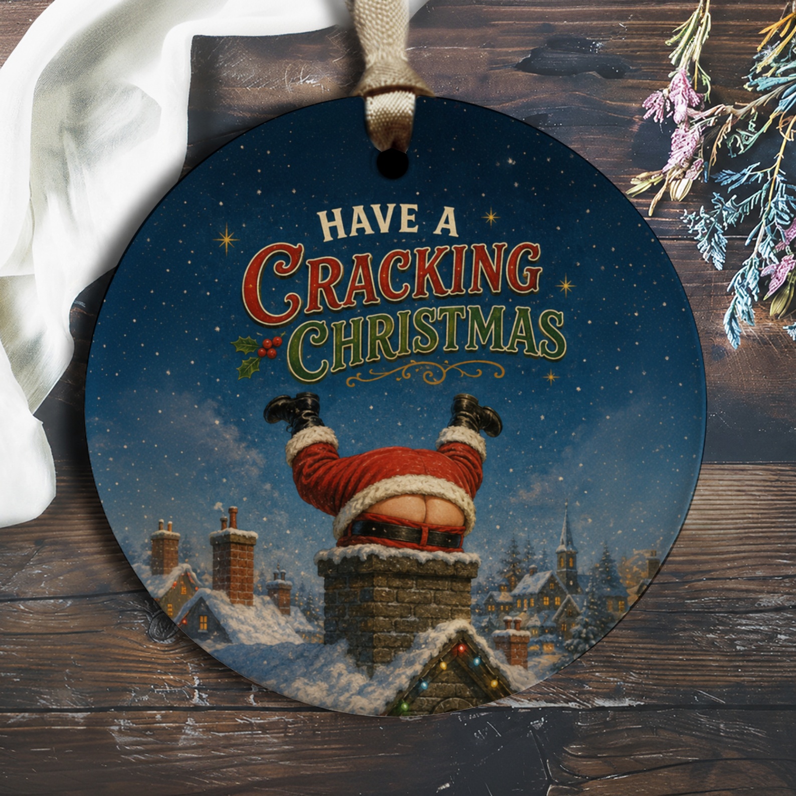 Have A Cracking Christmas Funny Santa Ornament Christmas Decor Holiday Festive Tree Decoration Cute Gift Idea O1614