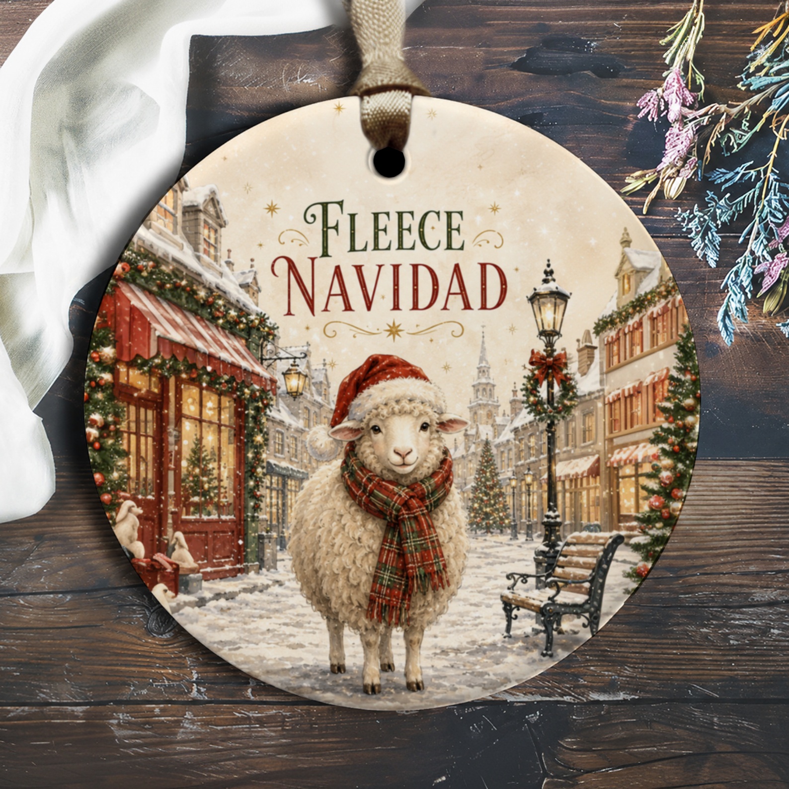 Fleece Navidad Christmas Ornament Cute Sheep Holiday Decor Festive Winter Scene Funny Animal Ornament Gift O1630