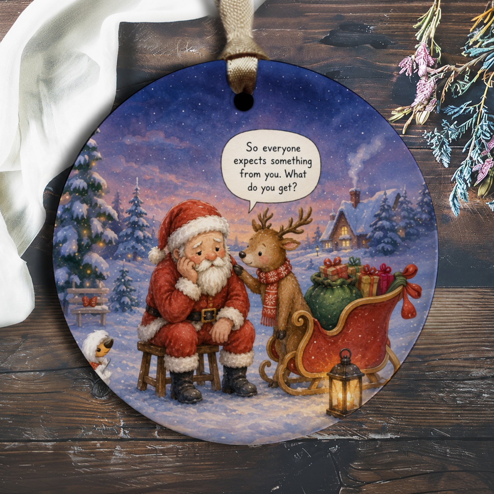 So Everyone Expects Something From You Christmas Ornament Santa Reindeer Cute Holiday Decor Gift Winter Scene O1696