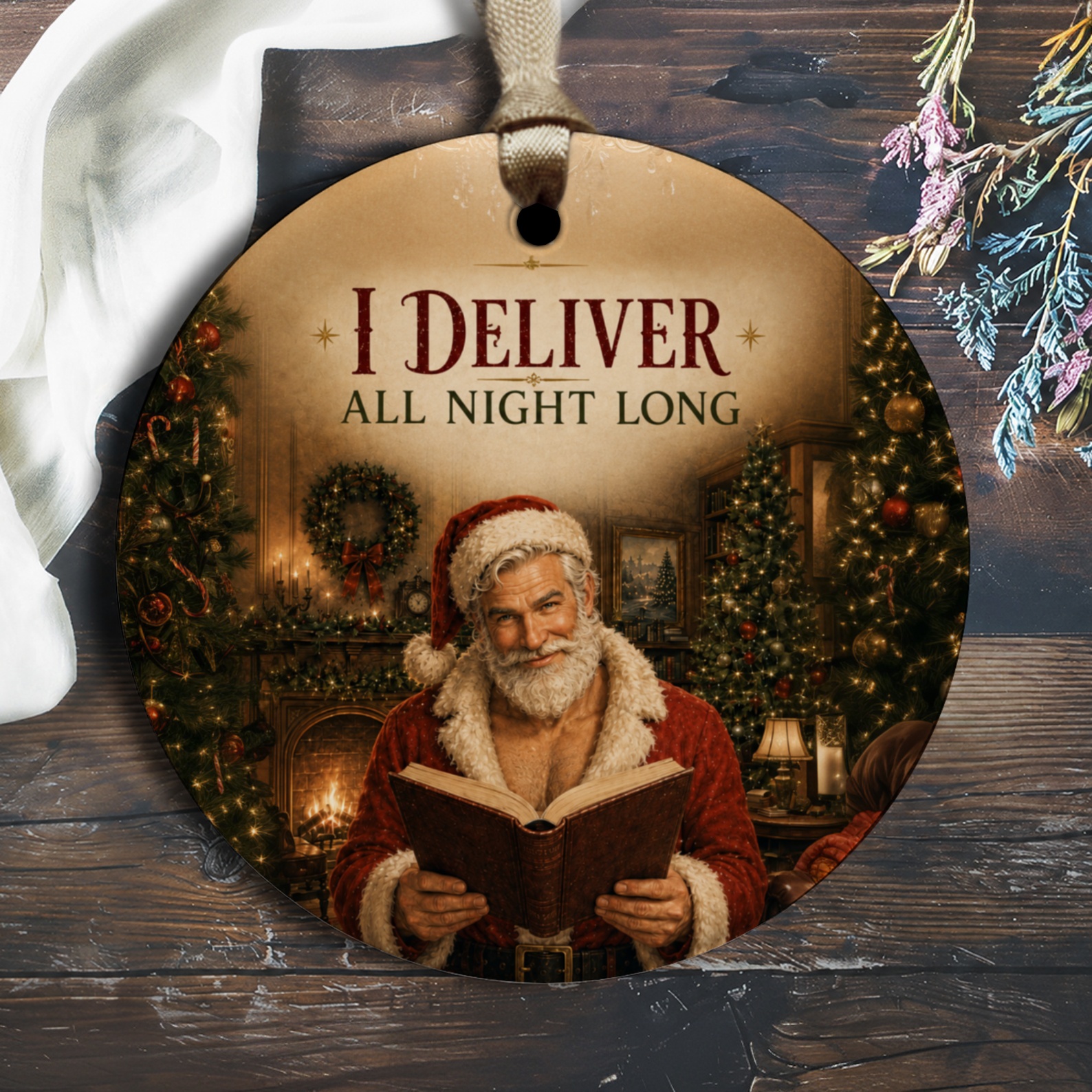I Deliver All Night Long Christmas Ornament Santa Claus Festive Holiday Decor Funny Xmas Tree Decoration Gift O1668