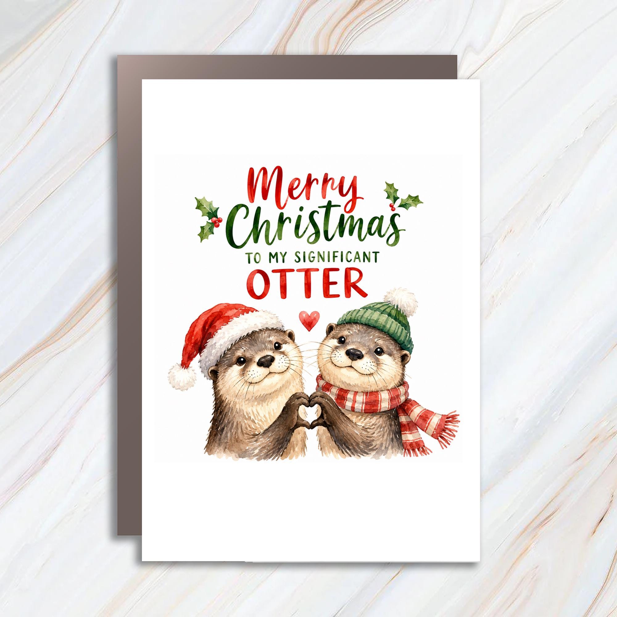 Merry Christmas To My Significant Otter Cute Christmas Card Otter Couple Holiday Greeting Card For Partner Romantic C1274