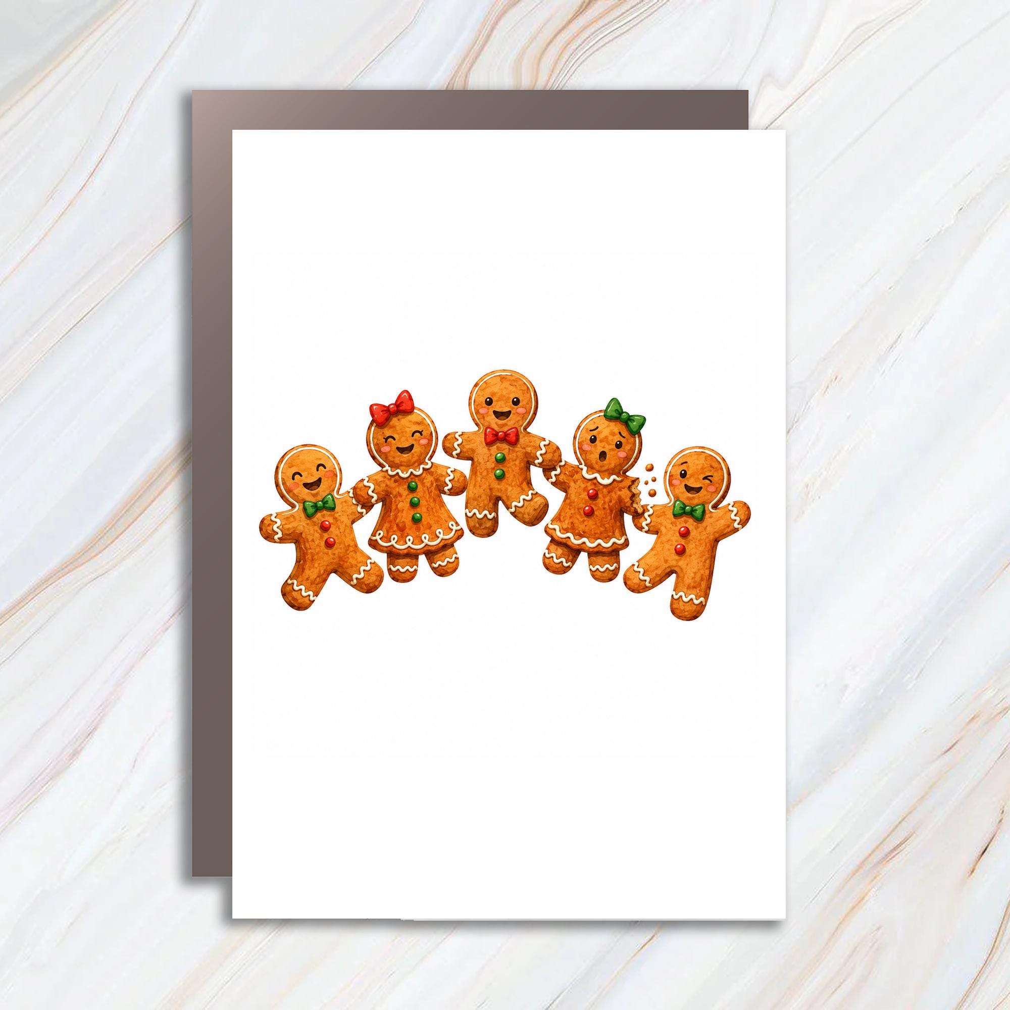 Gingerbread Family Christmas Card Cute Holiday Greeting Card For Kids Festive Winter Card Adorable Xmas Card For Family C1276