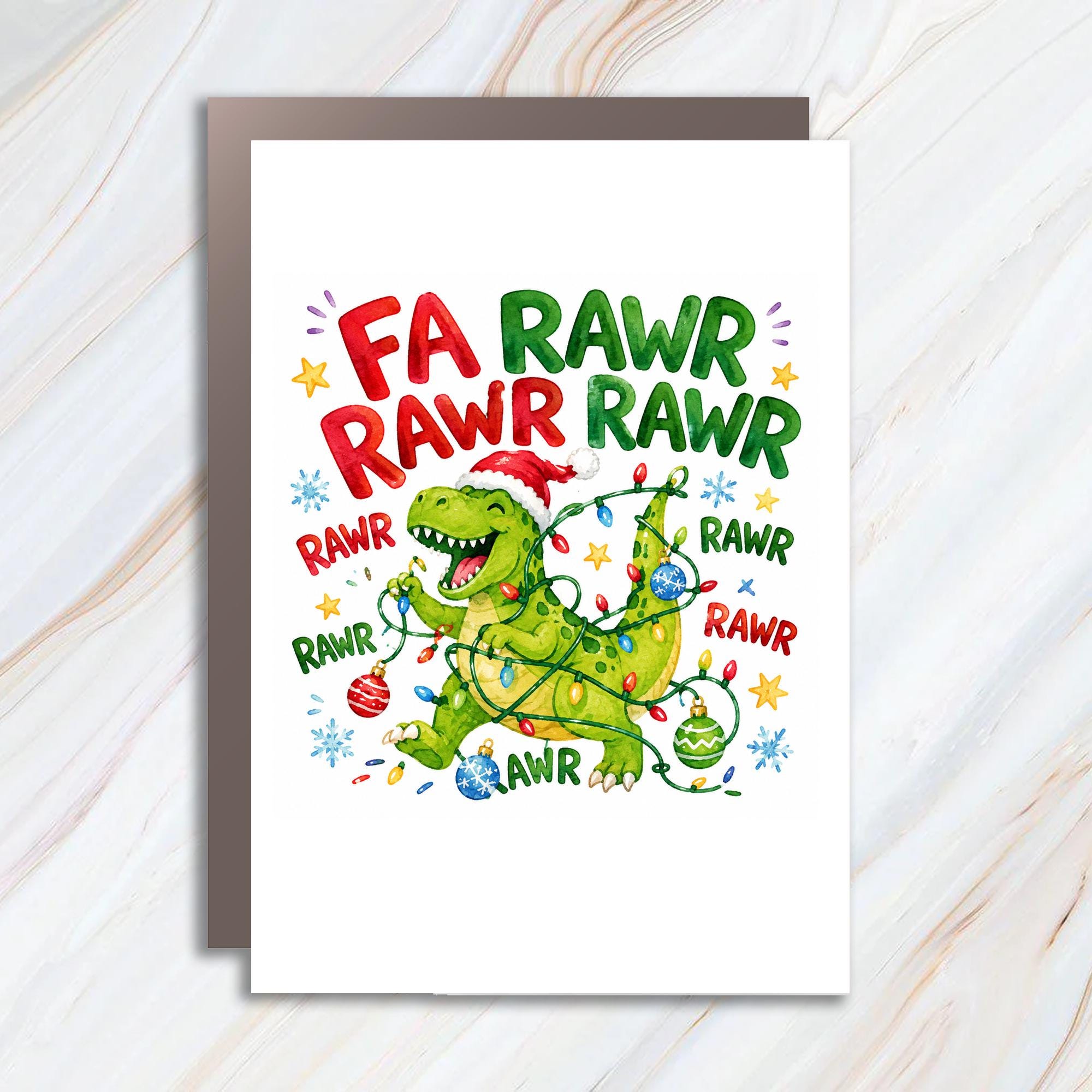Fa Rawr Rawr Rawr Funny Dinosaur Christmas Card Cute Holiday Greeting Card For Kids T-Rex With Lights Festive Card C1278