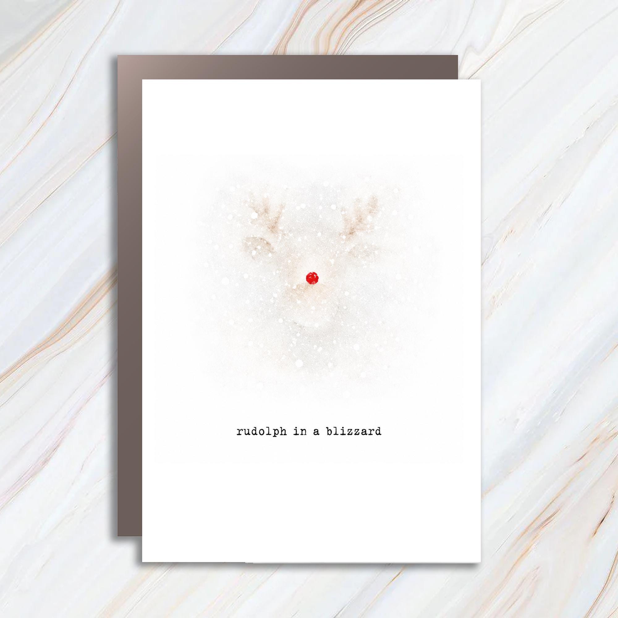 Rudolph In A Blizzard Funny Christmas Card Cute Reindeer Holiday Greeting Card For Kids Family Winter C1298