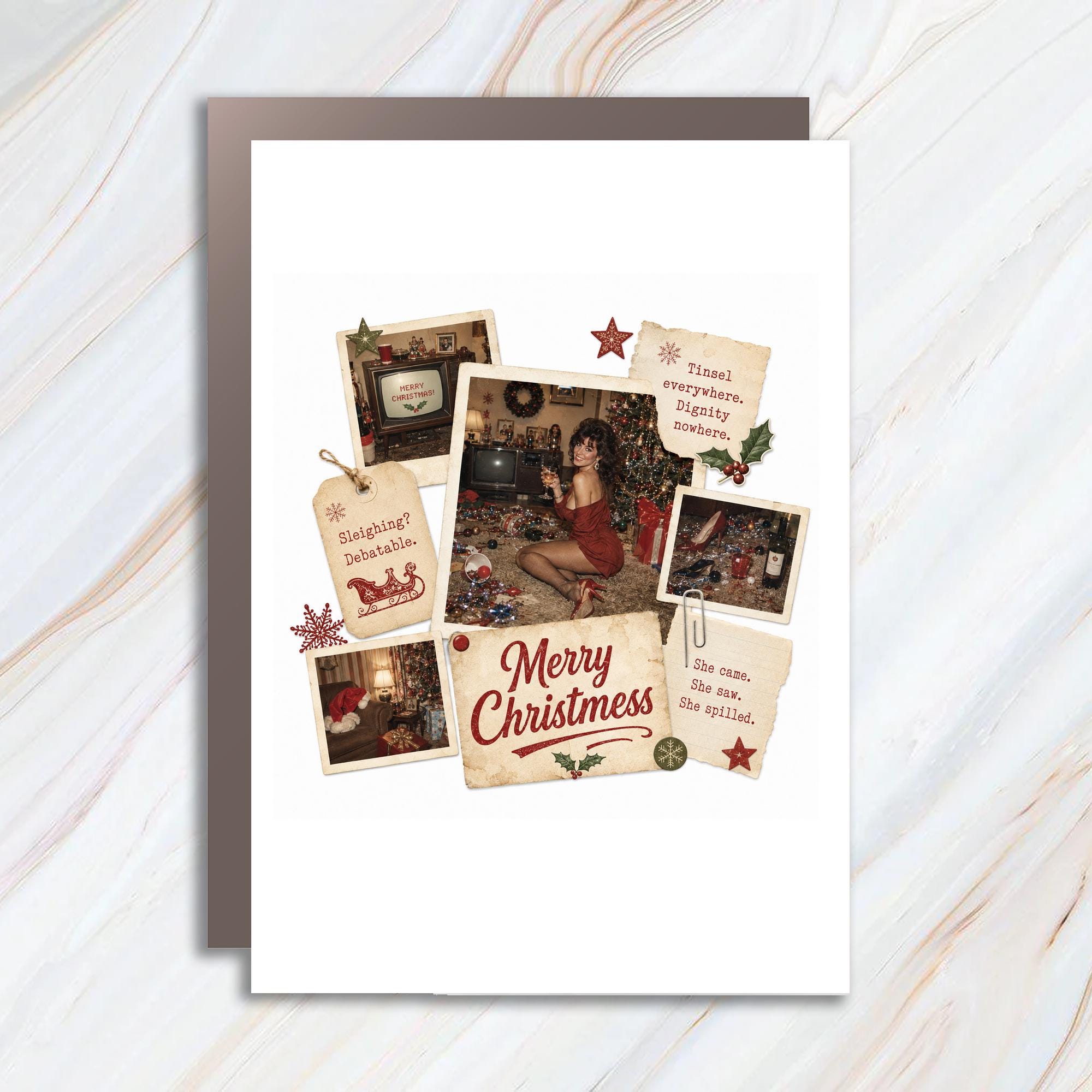 Merry Christmas Retro Christmas Card Funny Holiday Greeting Card Vintage Style Xmas Card For Friends Family Festive C1299