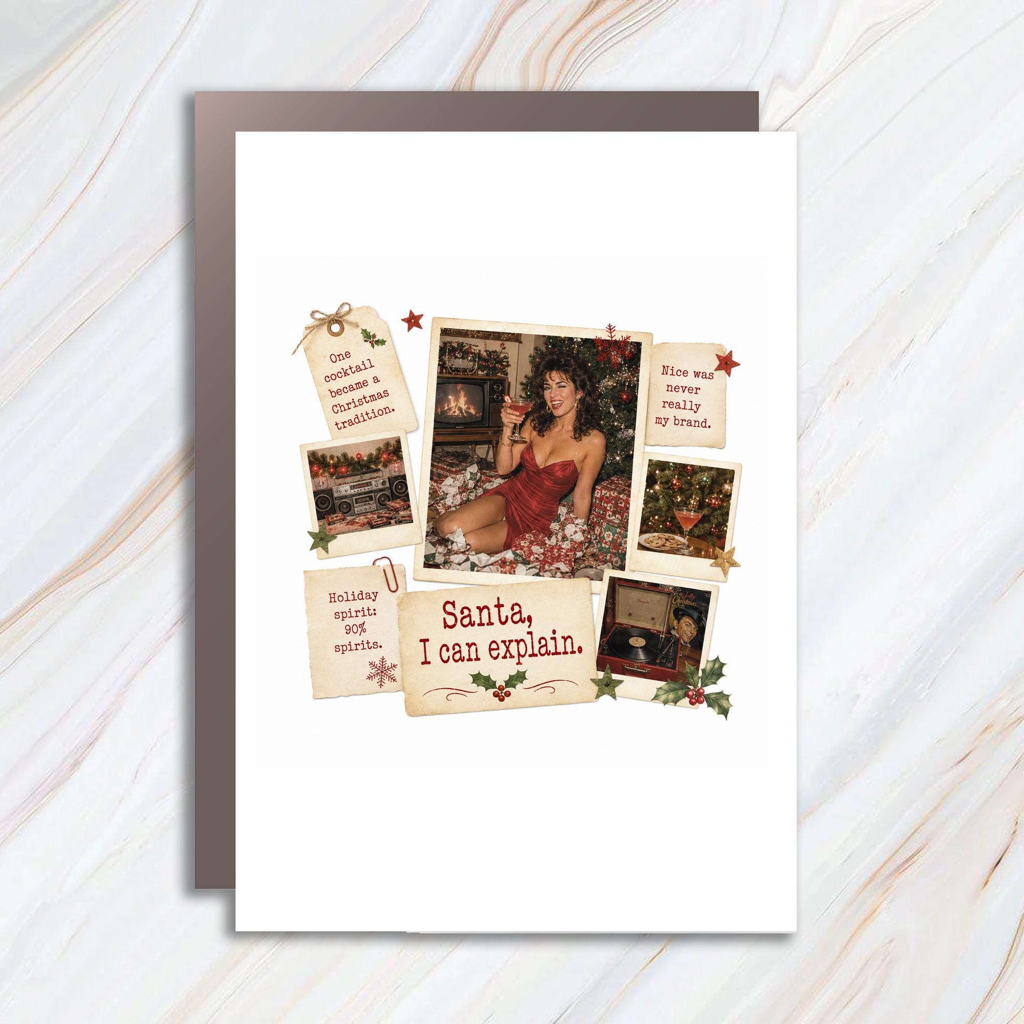 Santa, I Can Explain Funny Christmas Card Holiday Spirit Greeting Card For Her Festive Holiday Card With Retro Style C1282