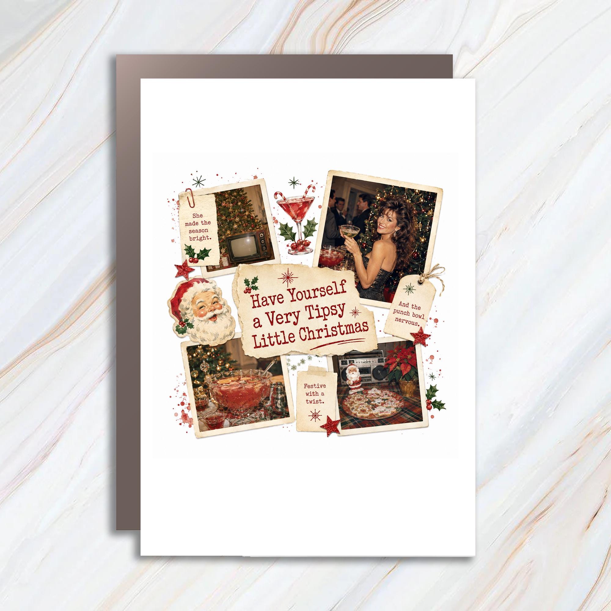 Have Yourself A Very Tipsy Little Christmas Funny Christmas Card Holiday Party Theme Festive Greeting Card For Friends C1303