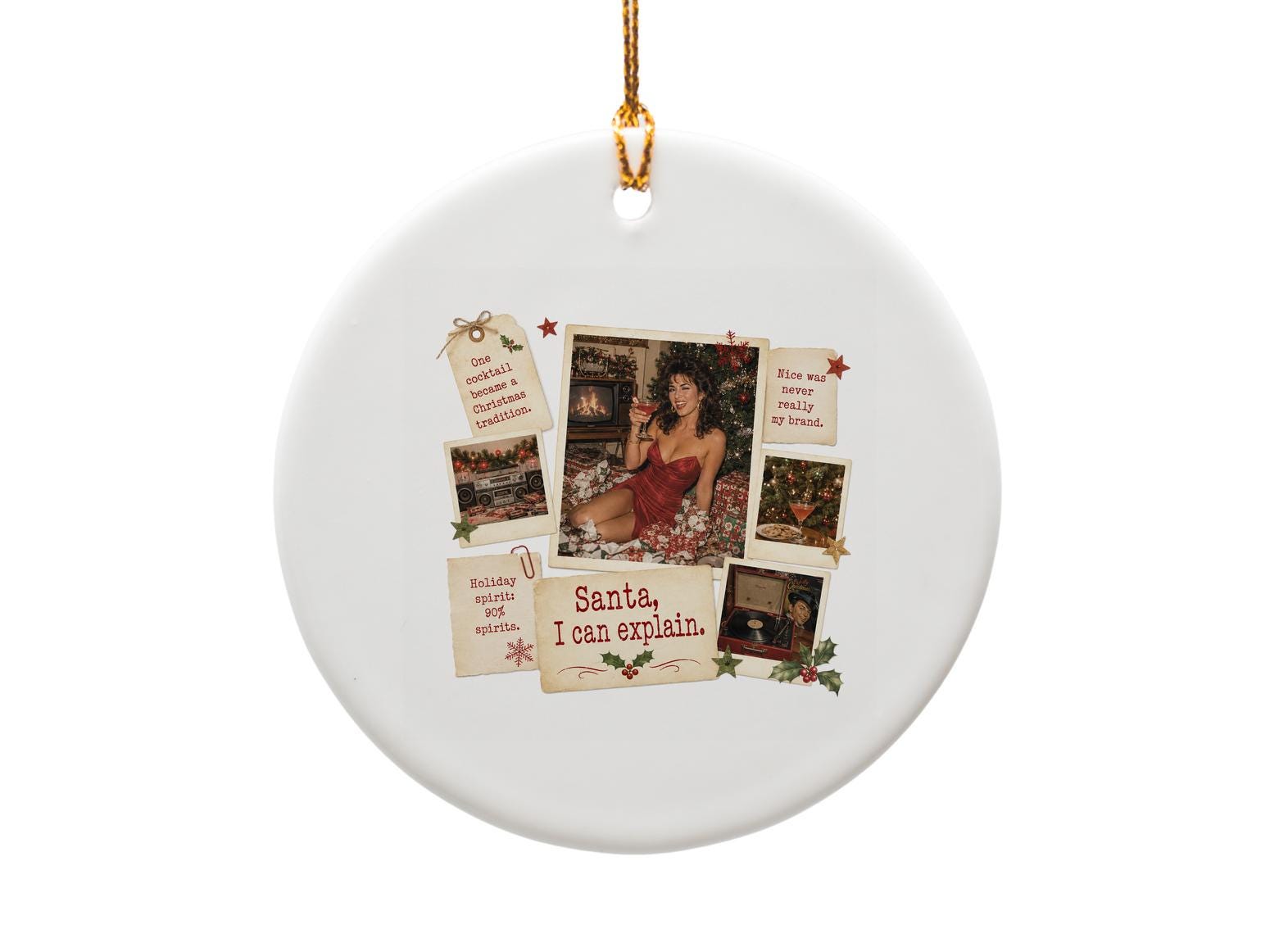 Santa, I Can Explain Christmas Ornament Retro Holiday Decor Funny Festive Decoration Vintage Style Xmas Tree Ornament O1282