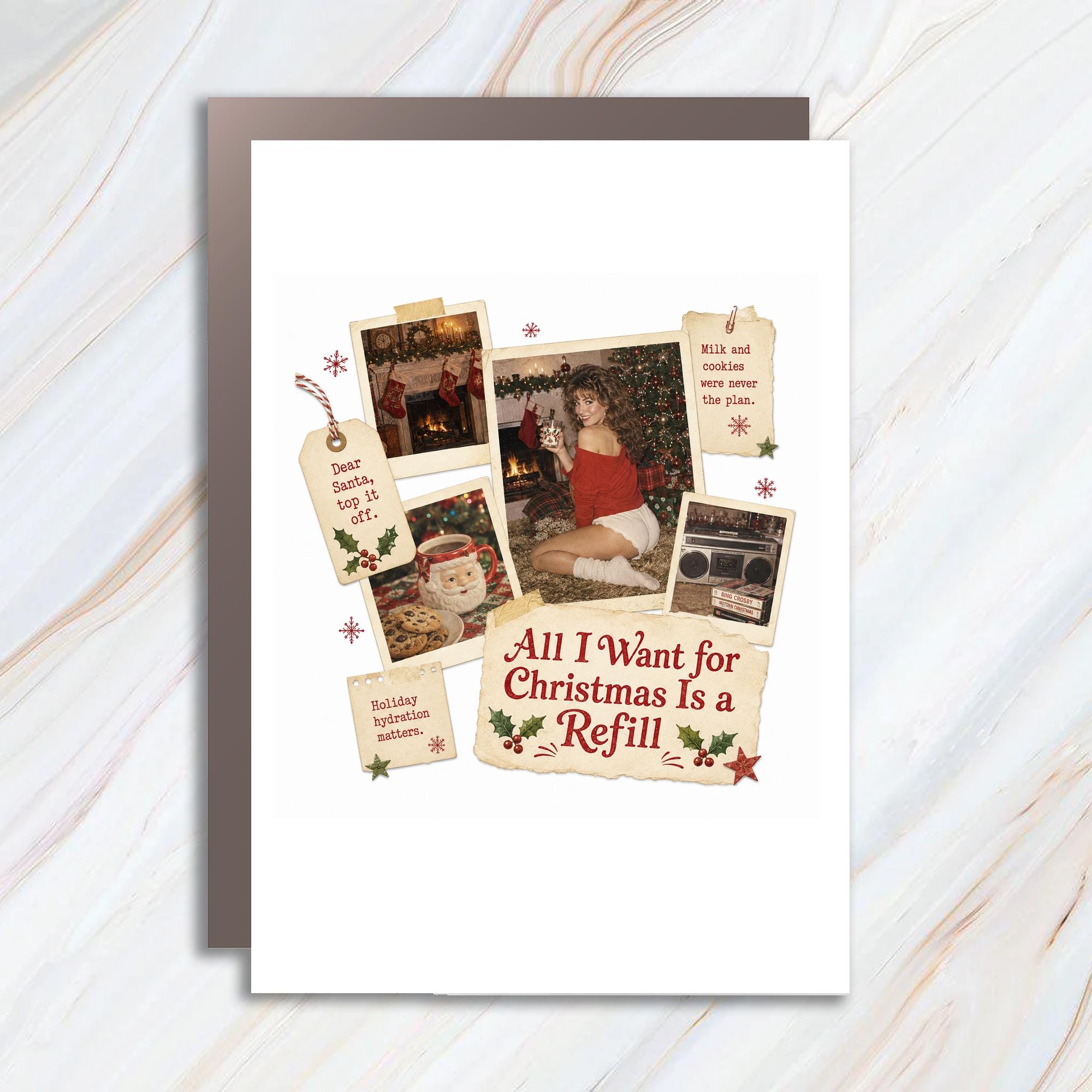 All I Want For Christmas Is A Refill Funny Christmas Card Holiday Greeting Card Festive For Friends Family Cute Xmas Card C1307