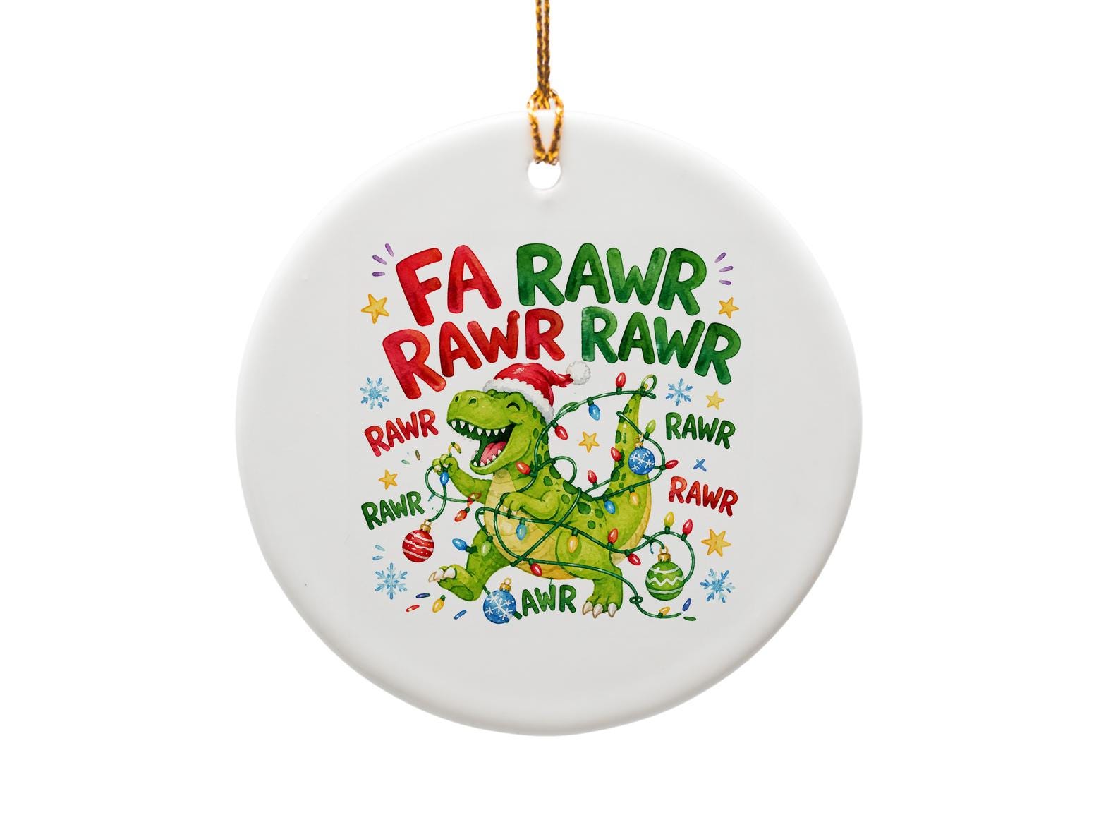 Fa Rawr Rawr Dinosaur Christmas Ornament Funny Holiday Decor Cute T-Rex With Lights Festive Tree Decoration Gift O1278