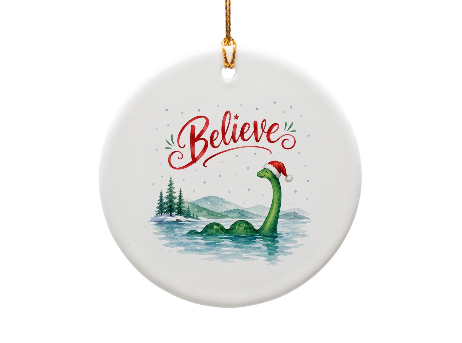 Believe Christmas Ornament Loch Ness Monster Holiday Decor Cute Festive Decoration Winter Wonderland Gift Idea O1301