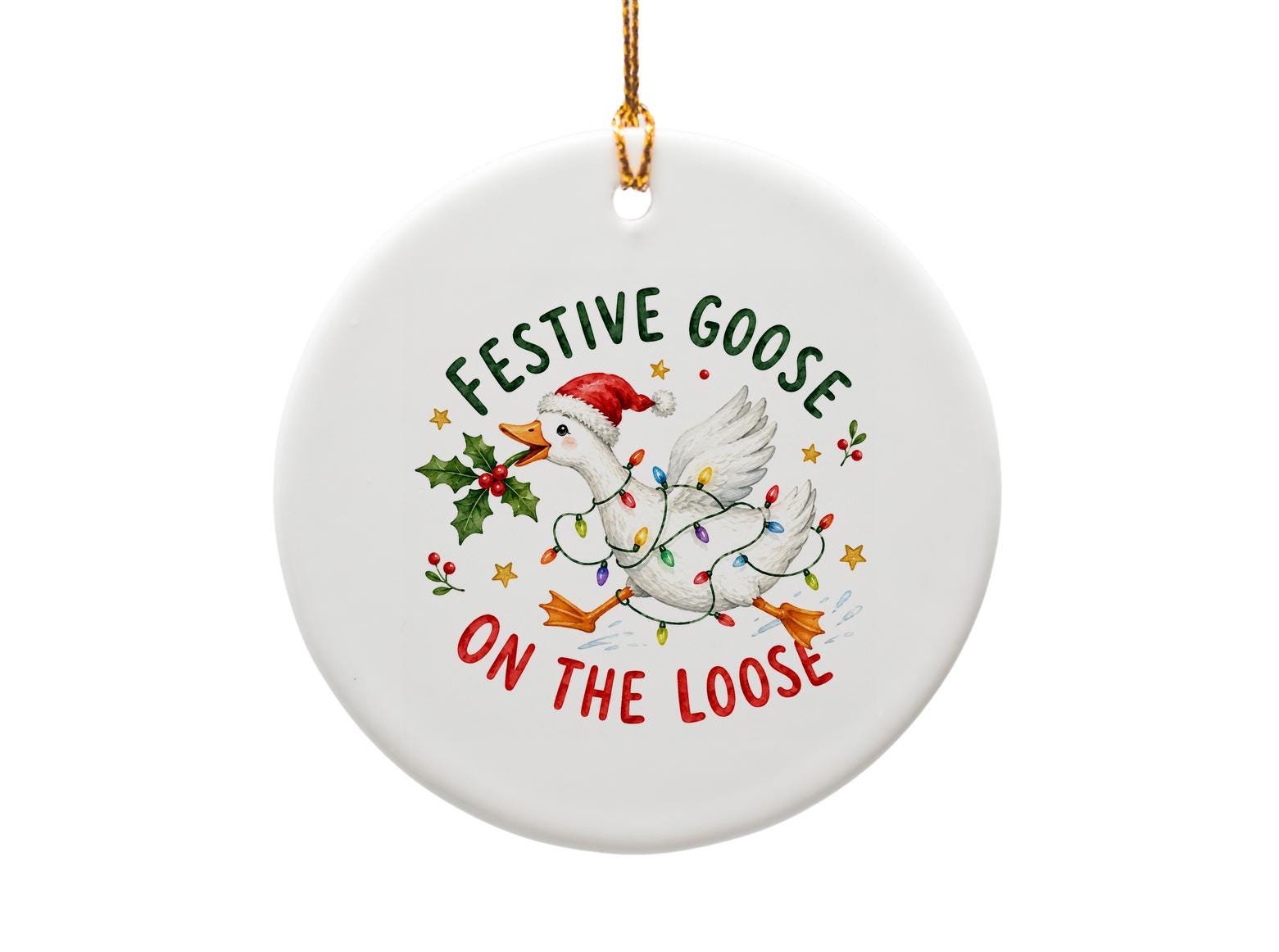 Festive Goose On The Loose Christmas Ornament Funny Holiday Decor Goose With Lights Cute Animal Ornament Xmas Gift O1296