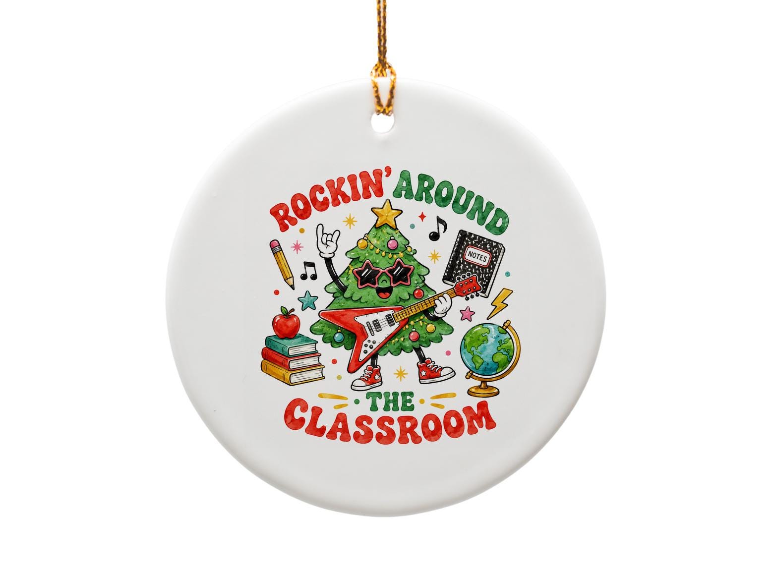 Rockin' Around The Classroom Christmas Ornament Funny Teacher Holiday Decor School Tree Decoration Gift O1302