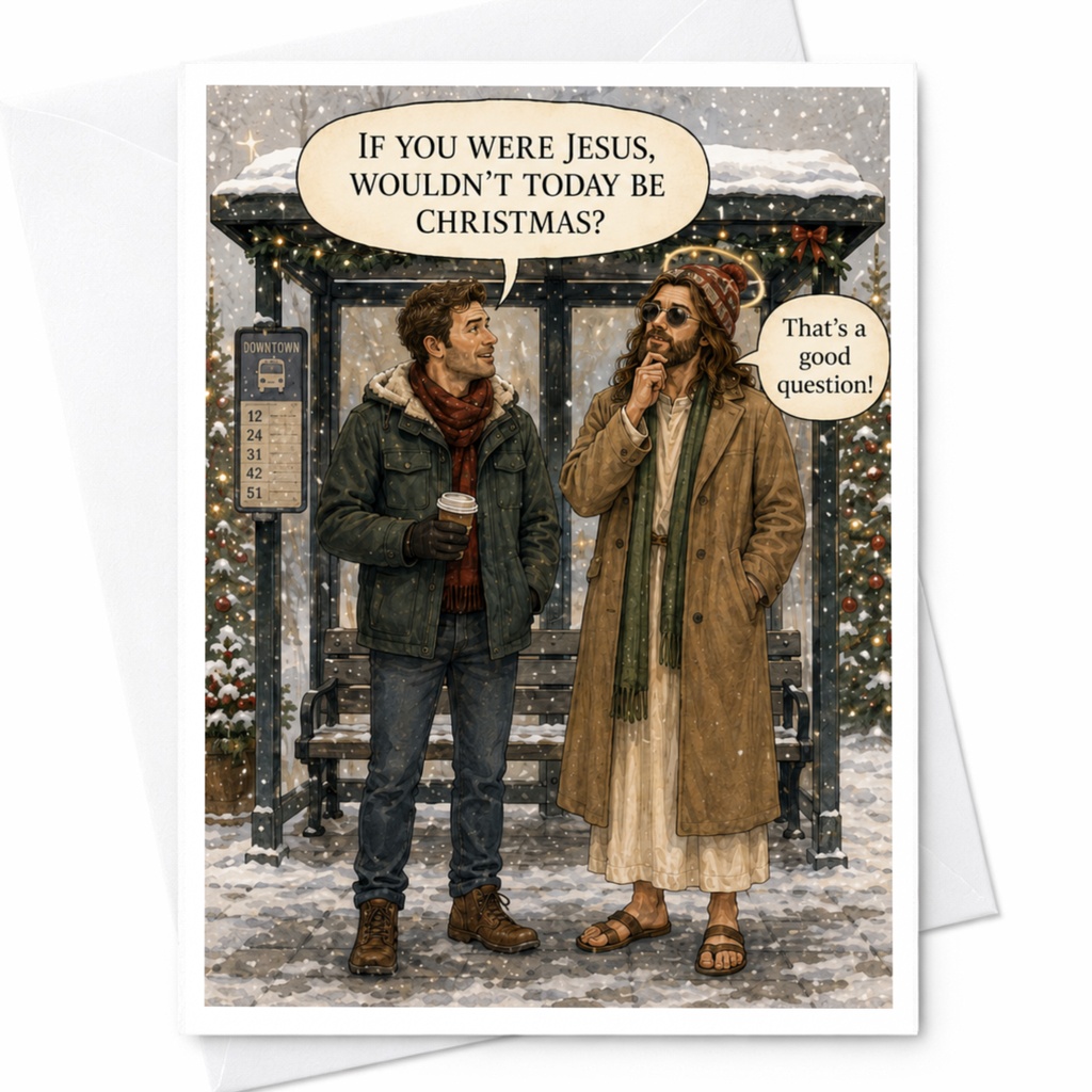 If You Were Jesus Wouldn't Today Be Christmas Funny Christmas Card Holiday Greeting Card For Friends Winter Scene C5835