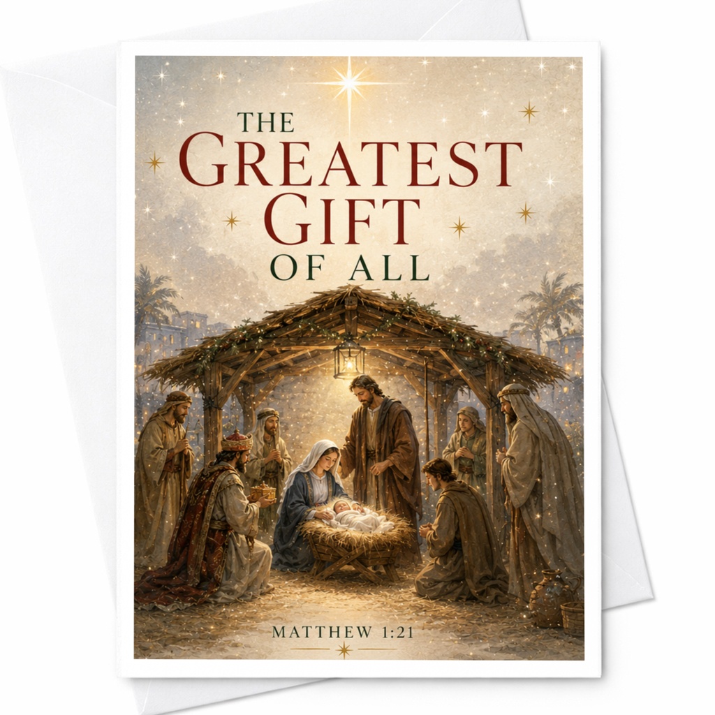 The Greatest Gift Of All Christmas Card Nativity Scene Religious Holiday Card For Family Christian Greeting Card C5838