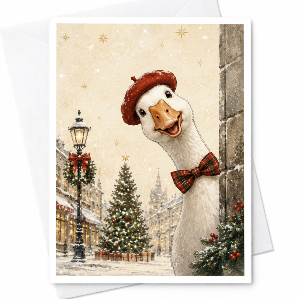 Goose Christmas Card Festive Holiday Greeting Card Cute Animal Card For Friend Family Winter Scene Christmas Card C5920