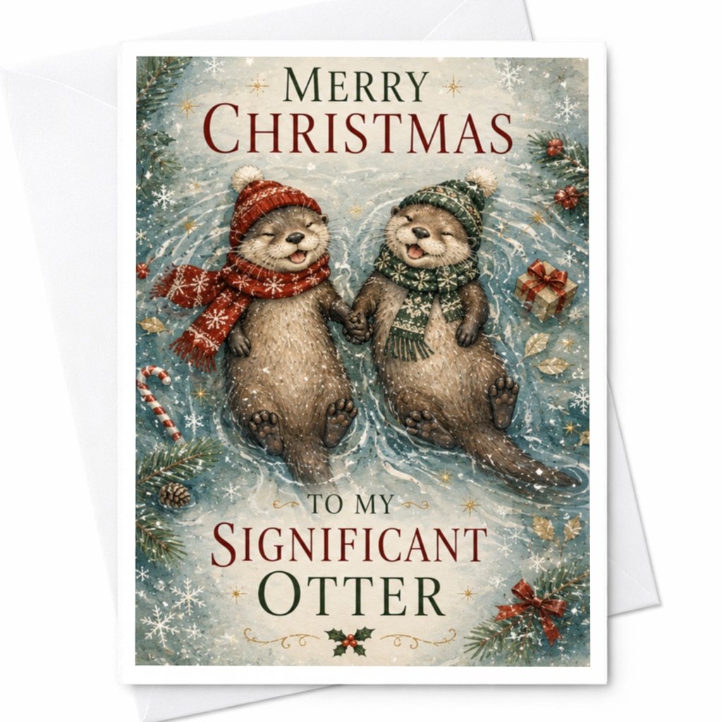 Merry Christmas To My Significant Otter Cute Christmas Card Romantic Holiday Greeting Card For Partner Otter Lover C5932
