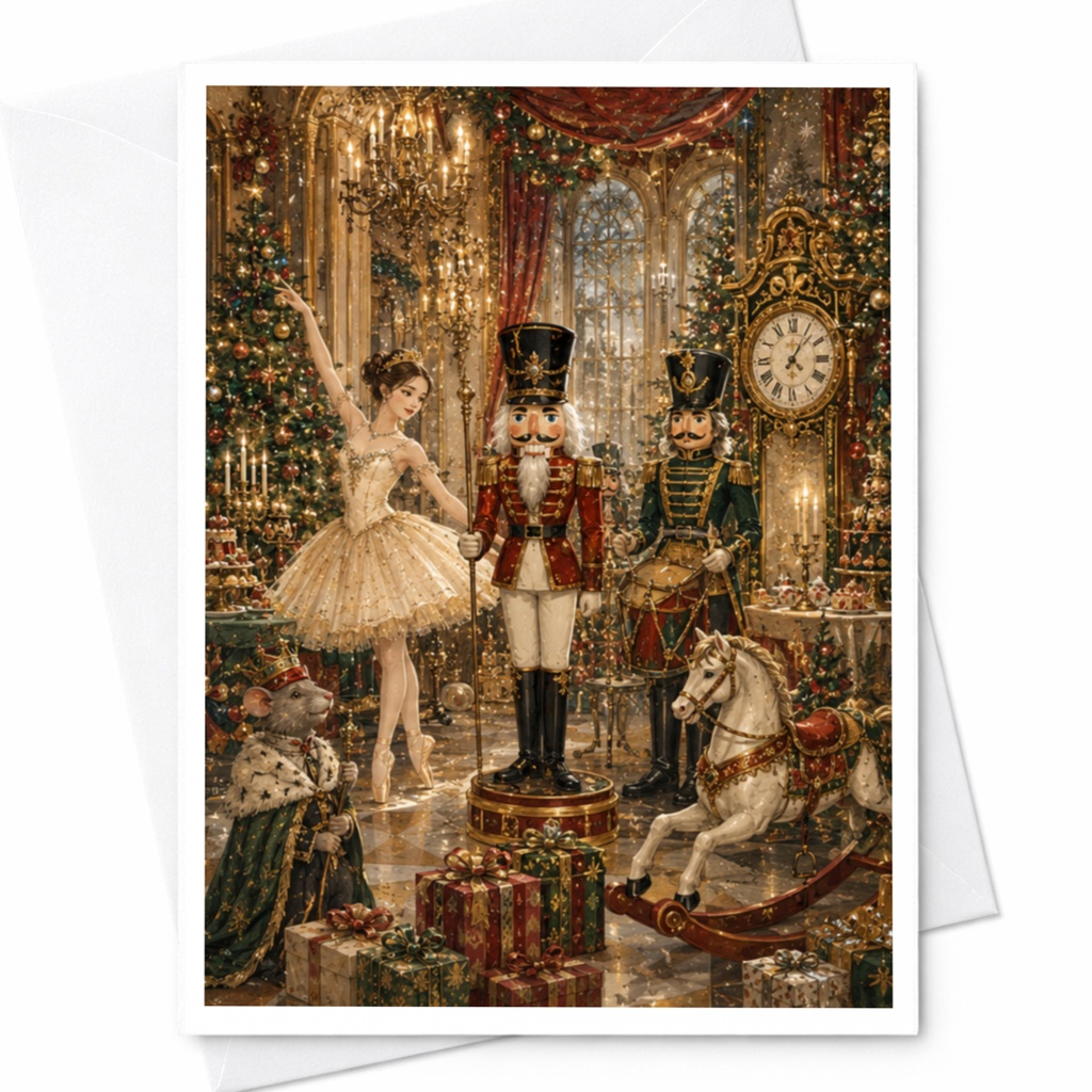 Nutcracker Ballet Scene Christmas Greeting Card Elegant Holiday Card For Her Festive Seasonal Card Ballerina Nutcracker C5935