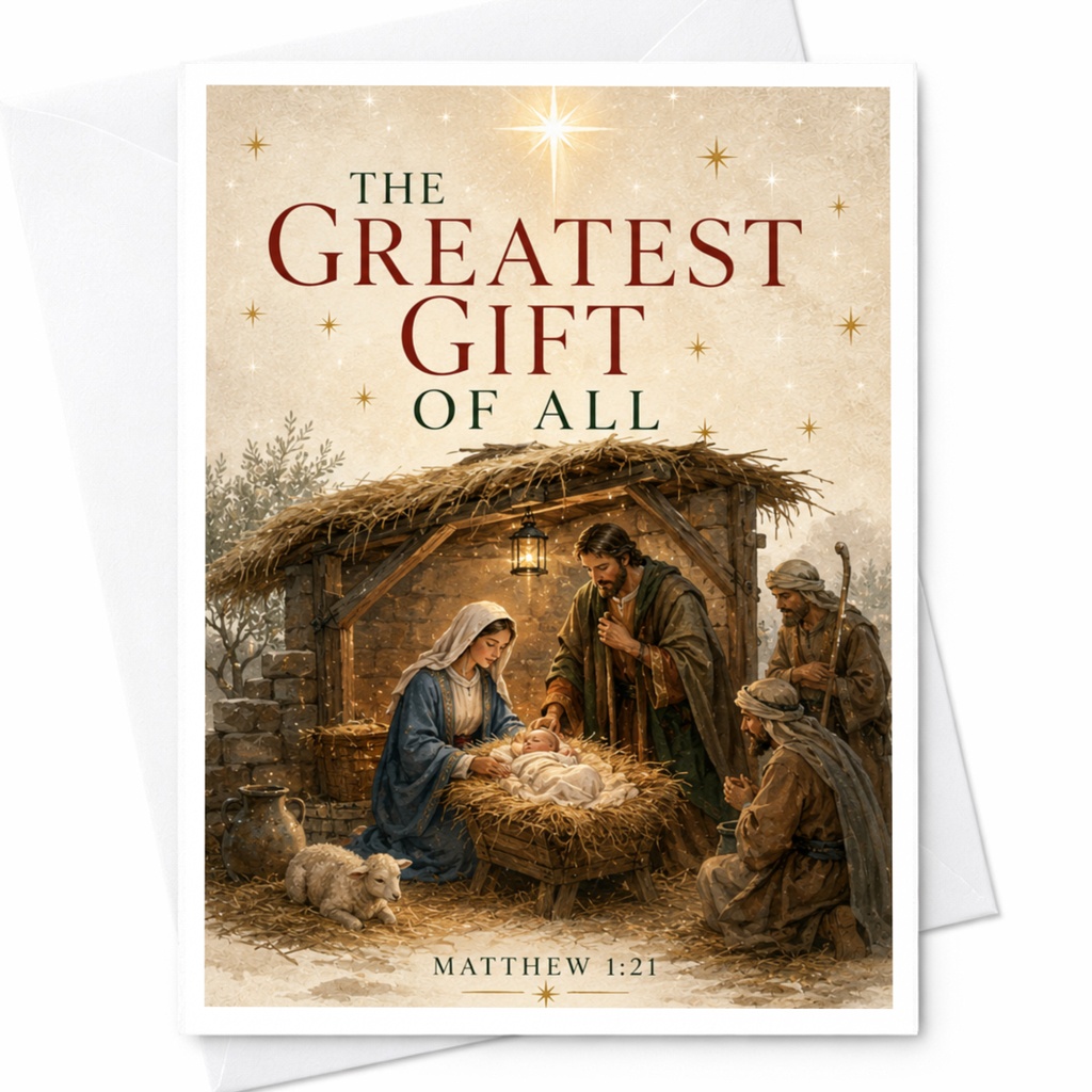 The Greatest Gift Of All Christmas Card Nativity Scene Religious Holiday Card Christian Greeting Card For Family C5837