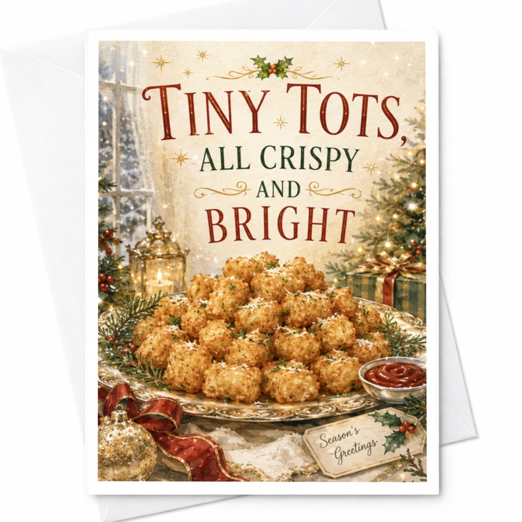 Tiny Tots, All Crispy And Bright Funny Christmas Card Holiday Greeting Card Festive Xmas Card For Friends C5873