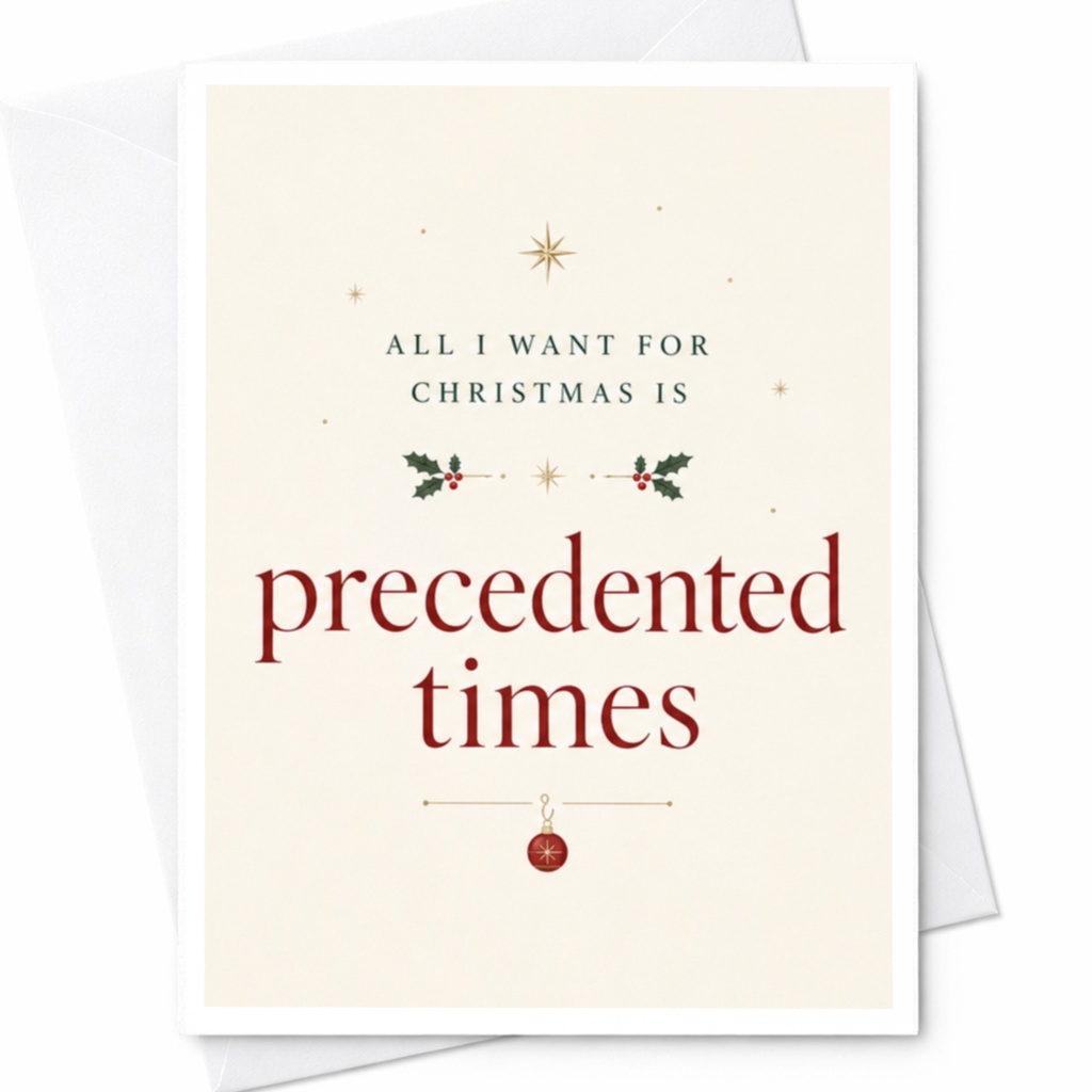 All I Want For Christmas Is Precedented Times Funny Christmas Card Holiday Greeting Card For Friends Family Festive C5909