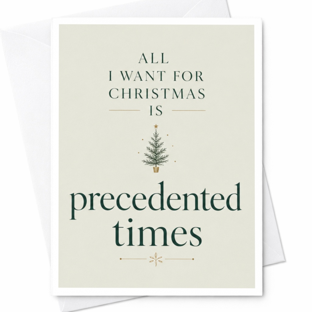 All I Want For Christmas Is Precedented Times Funny Christmas Card Holiday Greeting Card For Friends Family Cute Xmas Card C5910