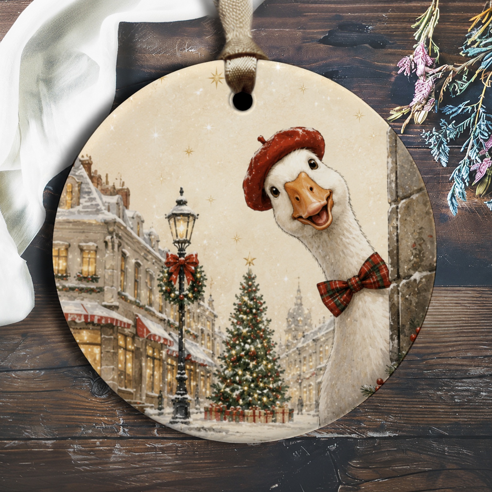 Festive Goose Ornament Christmas Decor Cute Animal Holiday Decoration Winter Scene For Home Tree Adorable Gift O1719