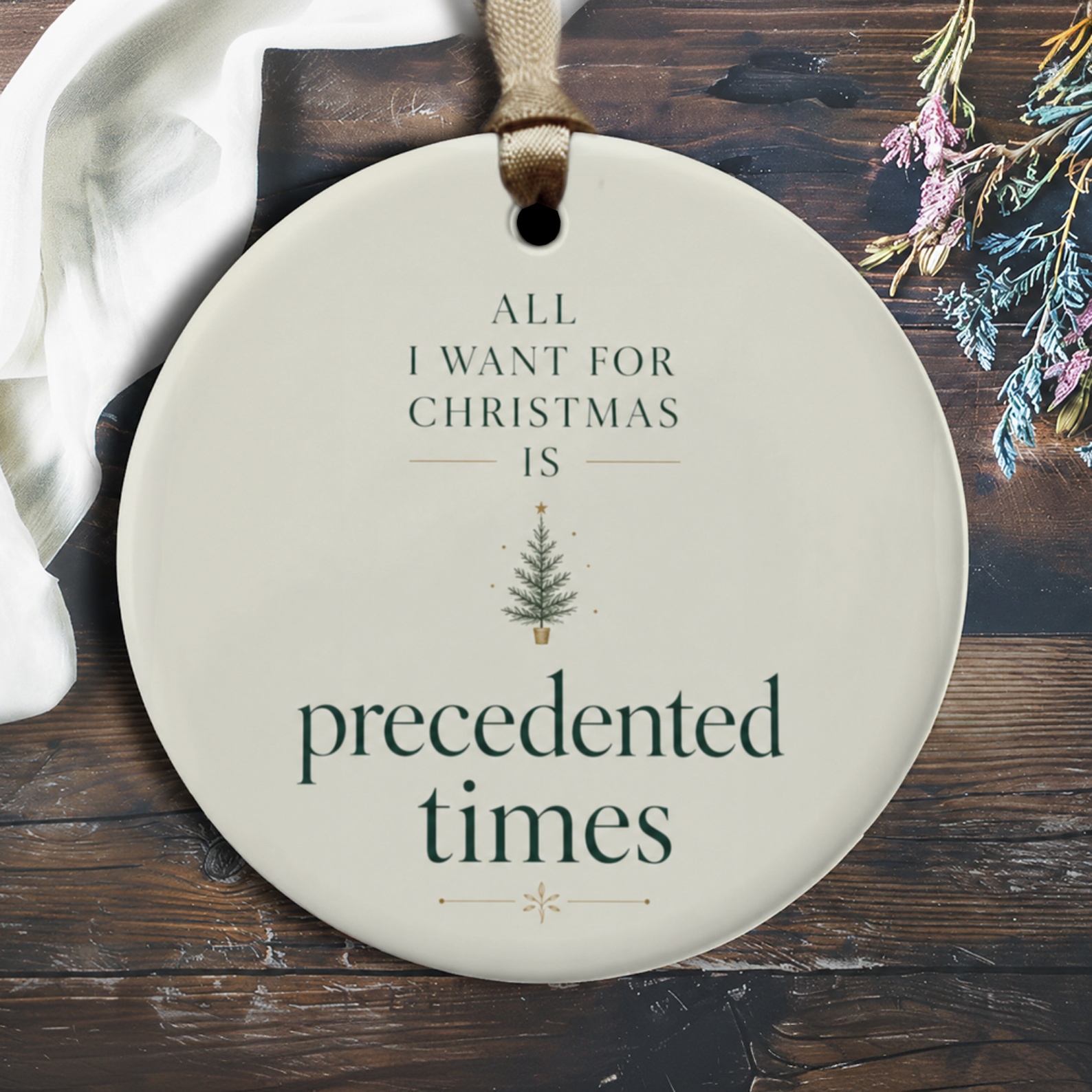 All I Want For Christmas Is Precedented Times Funny Christmas Ornament Holiday Decor Tree Decoration Gift O1727
