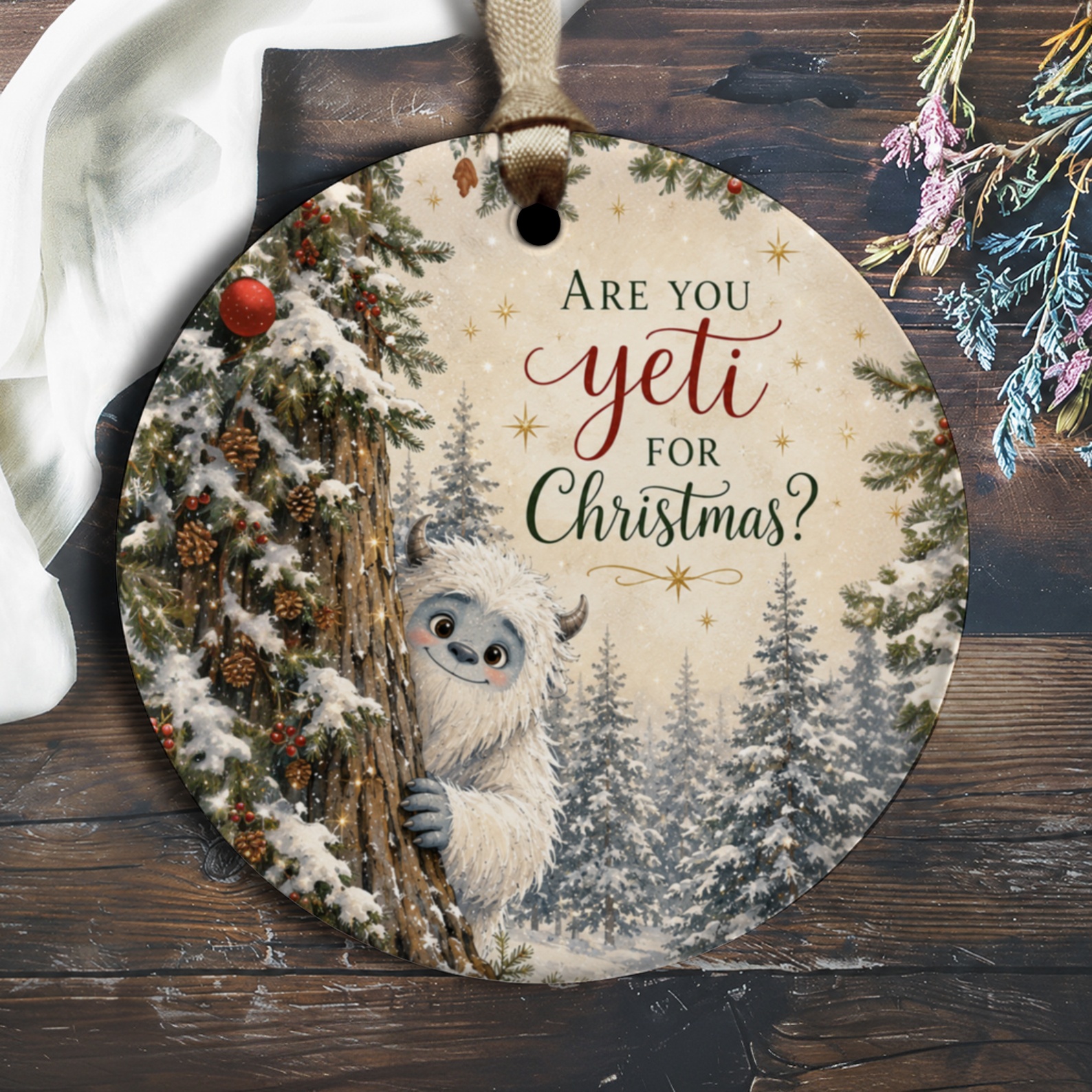 Are You Yeti For Christmas? Cute Yeti Ornament Christmas Tree Decoration Winter Holiday Decor Fun Gift Idea O1742
