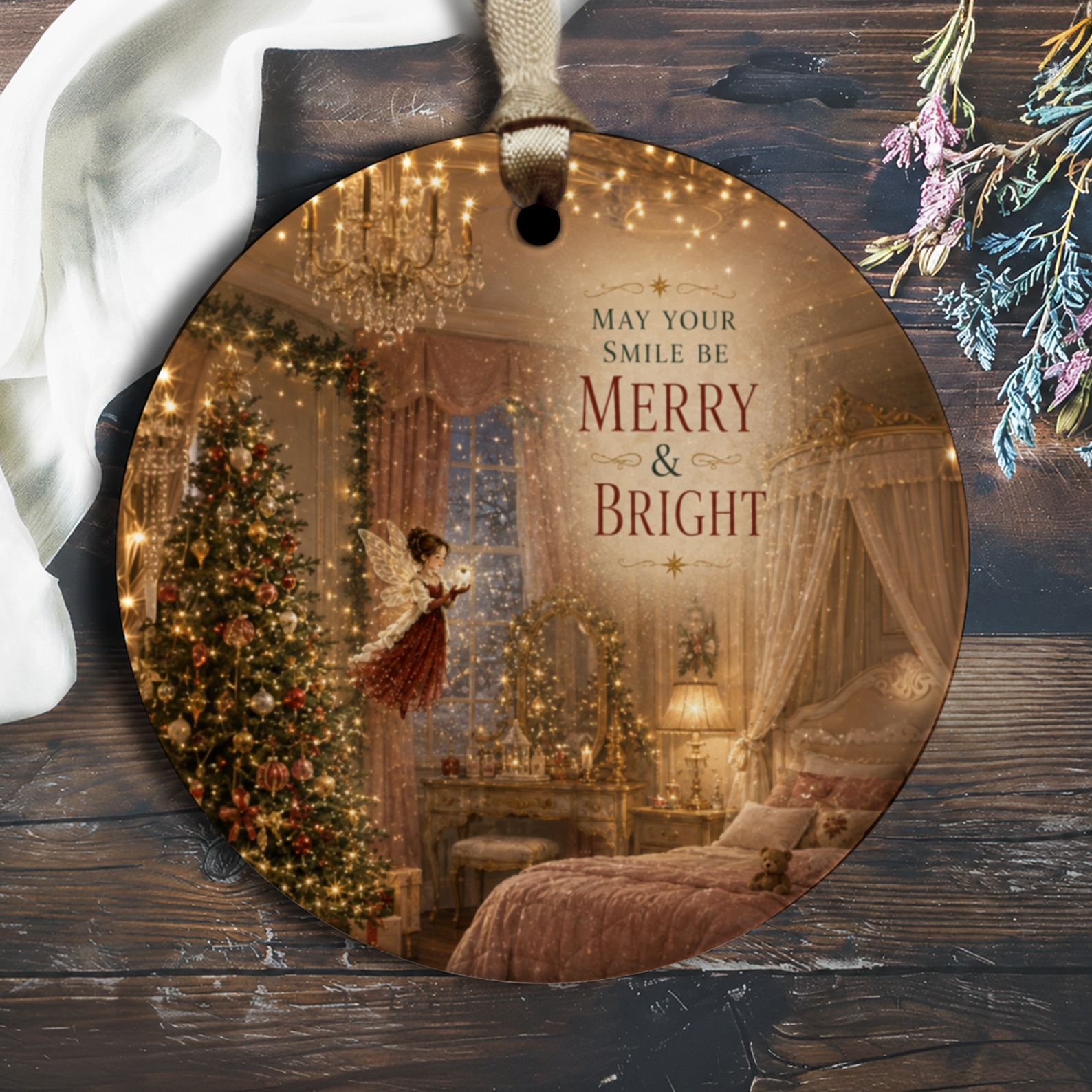 May Your Smile Be Merry & Bright Christmas Ornament Fairy And Tree Holiday Decor Festive Home Decoration Gift O1743