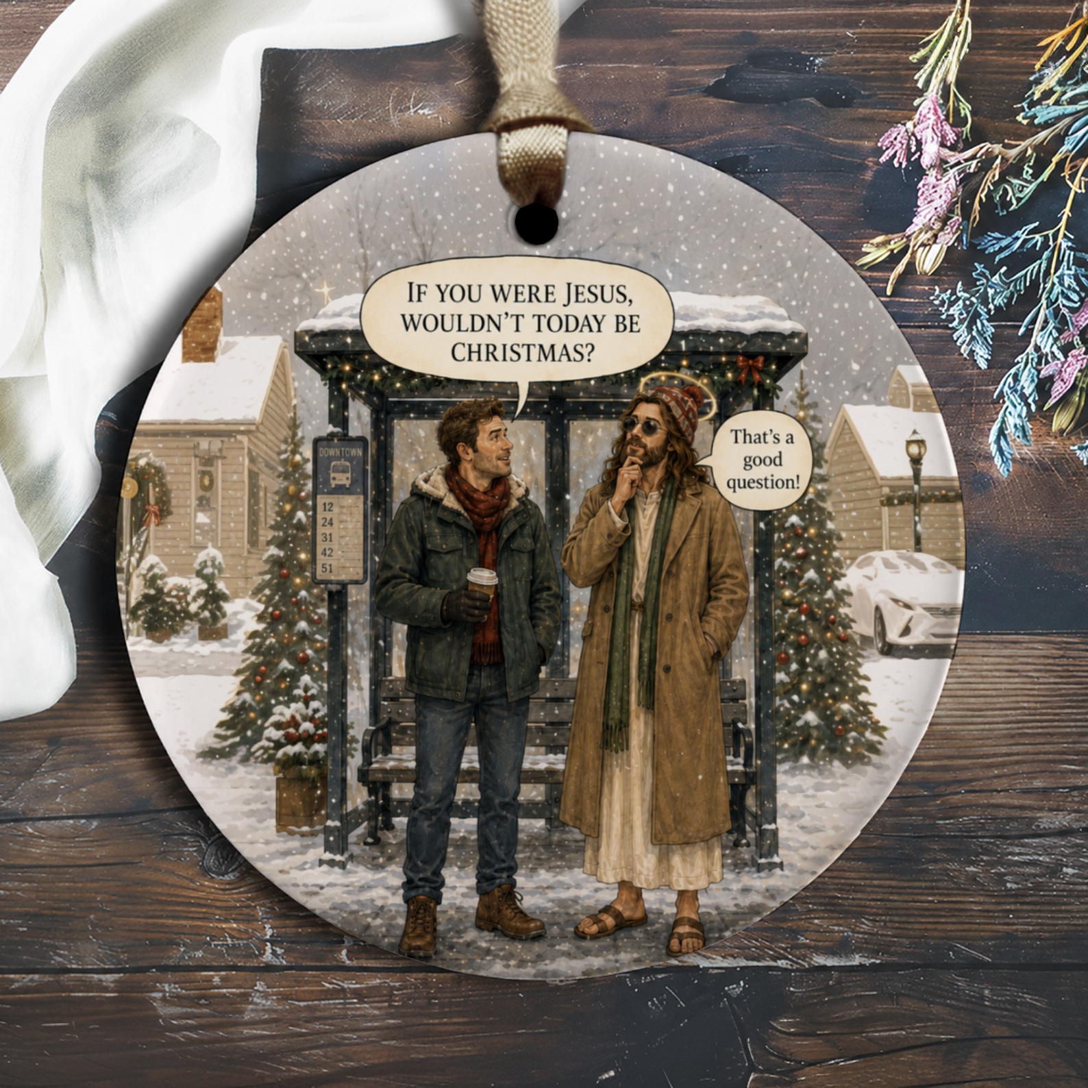 If You Were Jesus, Wouldn't Today Be Christmas? Funny Christmas Ornament Winter Scene Holiday Decor Gift O1787