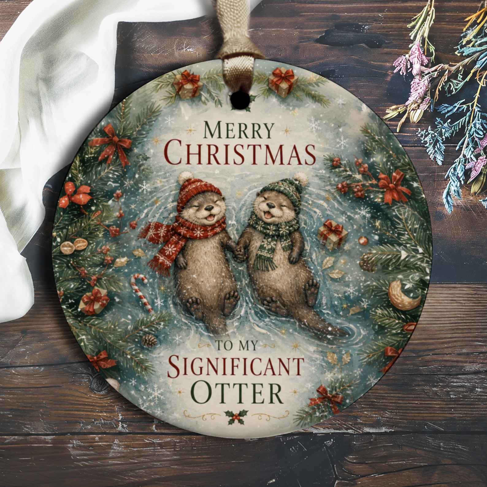 Merry Christmas To My Significant Otter Ornament Cute Otter Couple Holiday Decor Christmas Gift For Partner Romantic O1803