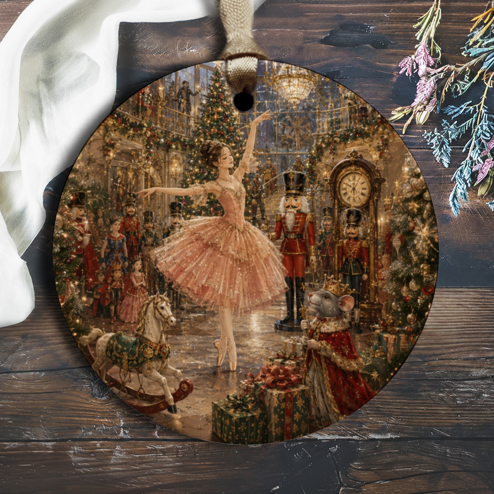 Nutcracker Ballet Scene Christmas Ornament Ballerina Holiday Decor Festive Tree Decoration Gift For Dance Lovers O1808