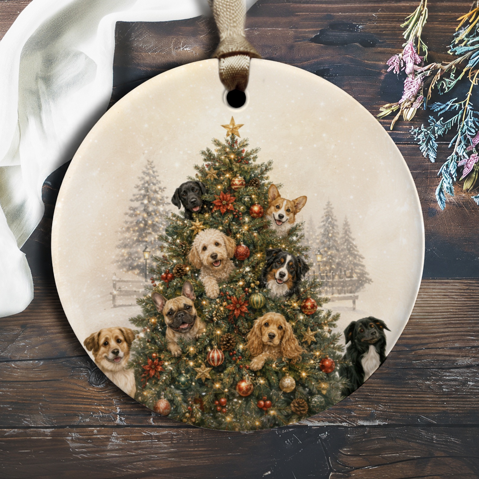 Dogs In Christmas Tree Ornament Cute Holiday Decor For Dog Lovers Festive Pet Lover Gift Christmas Tree Decoration O1779