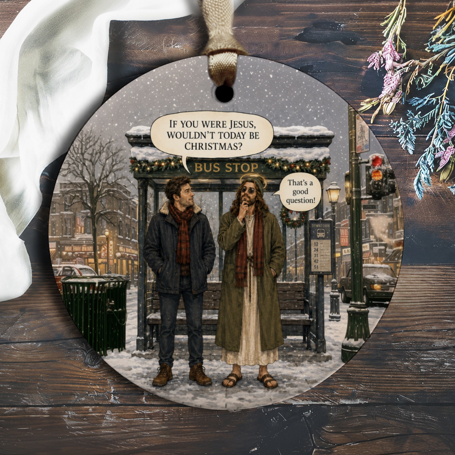 If You Were Jesus, Wouldn't Today Be Christmas? Funny Christmas Ornament Holiday Decor Gift Idea Winter Scene O1786