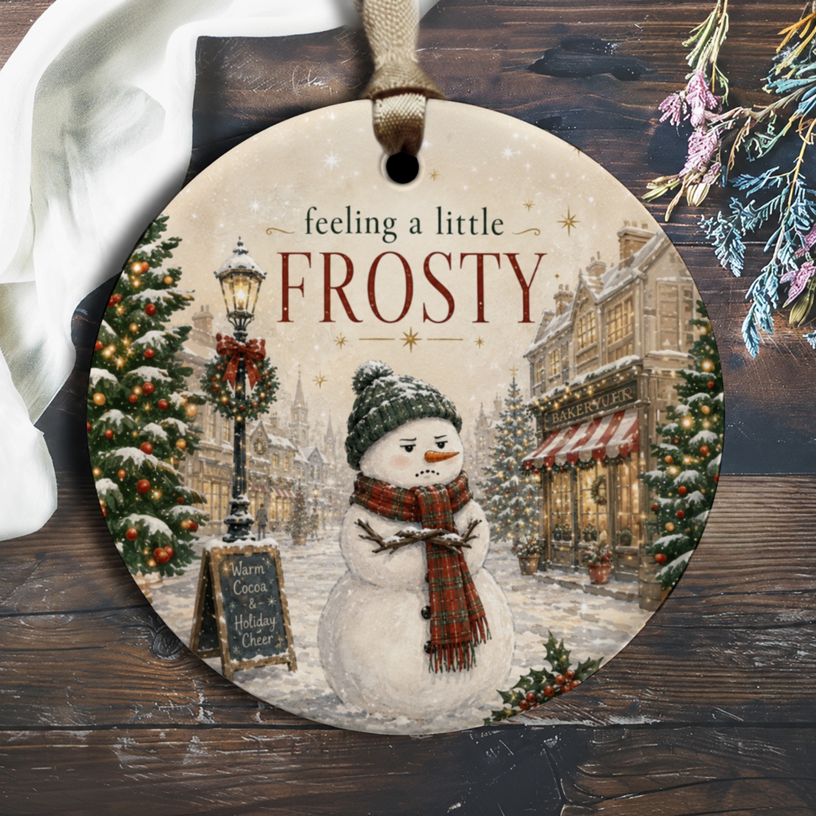 Feeling A Little Frosty Christmas Ornament Snowman Winter Scene Holiday Decor Cute Festive Tree Decoration Gift O1795