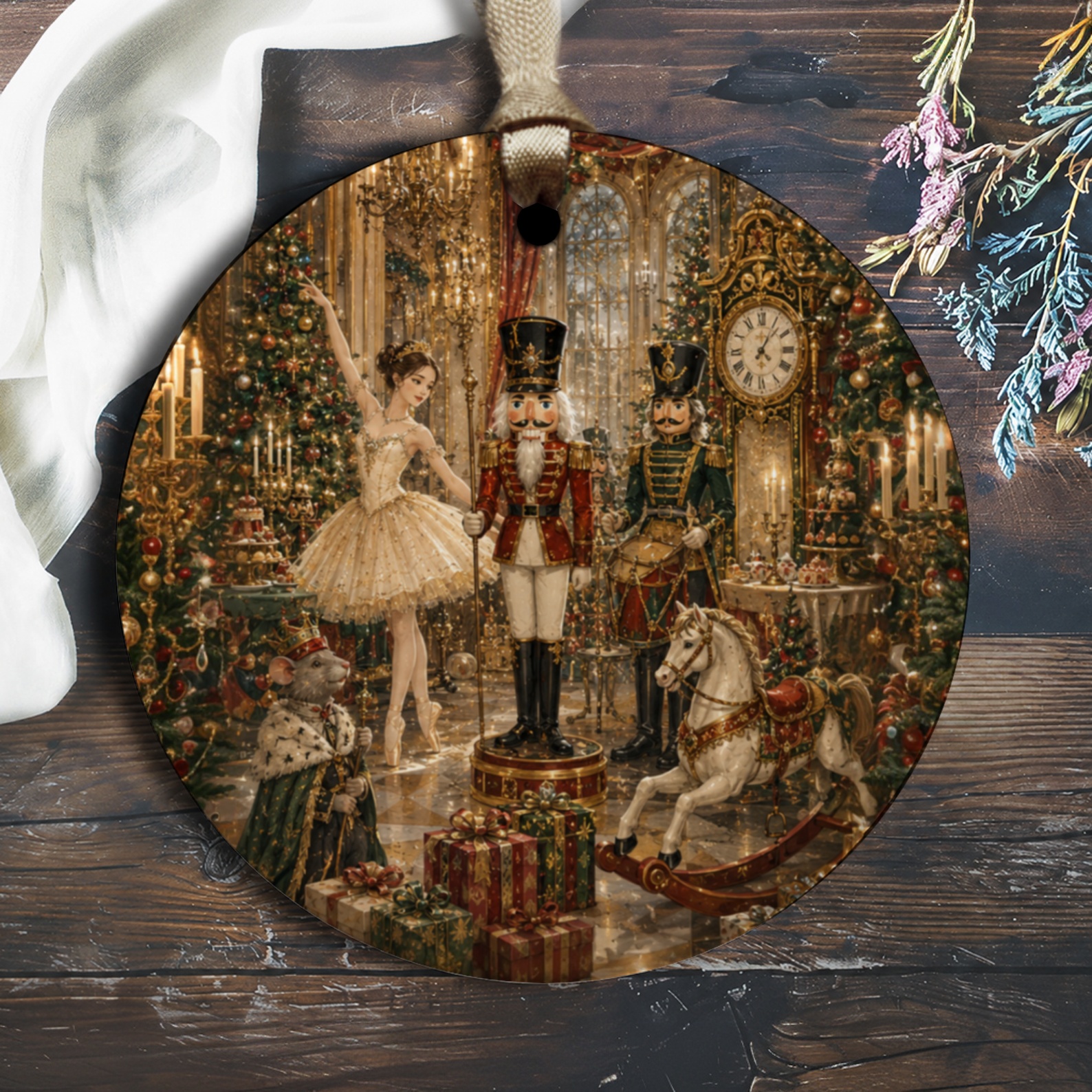 Nutcracker Ballet Scene Christmas Ornament Holiday Decor Ballerina Nutcracker Mouse King Festive Tree Decoration Gift O1809
