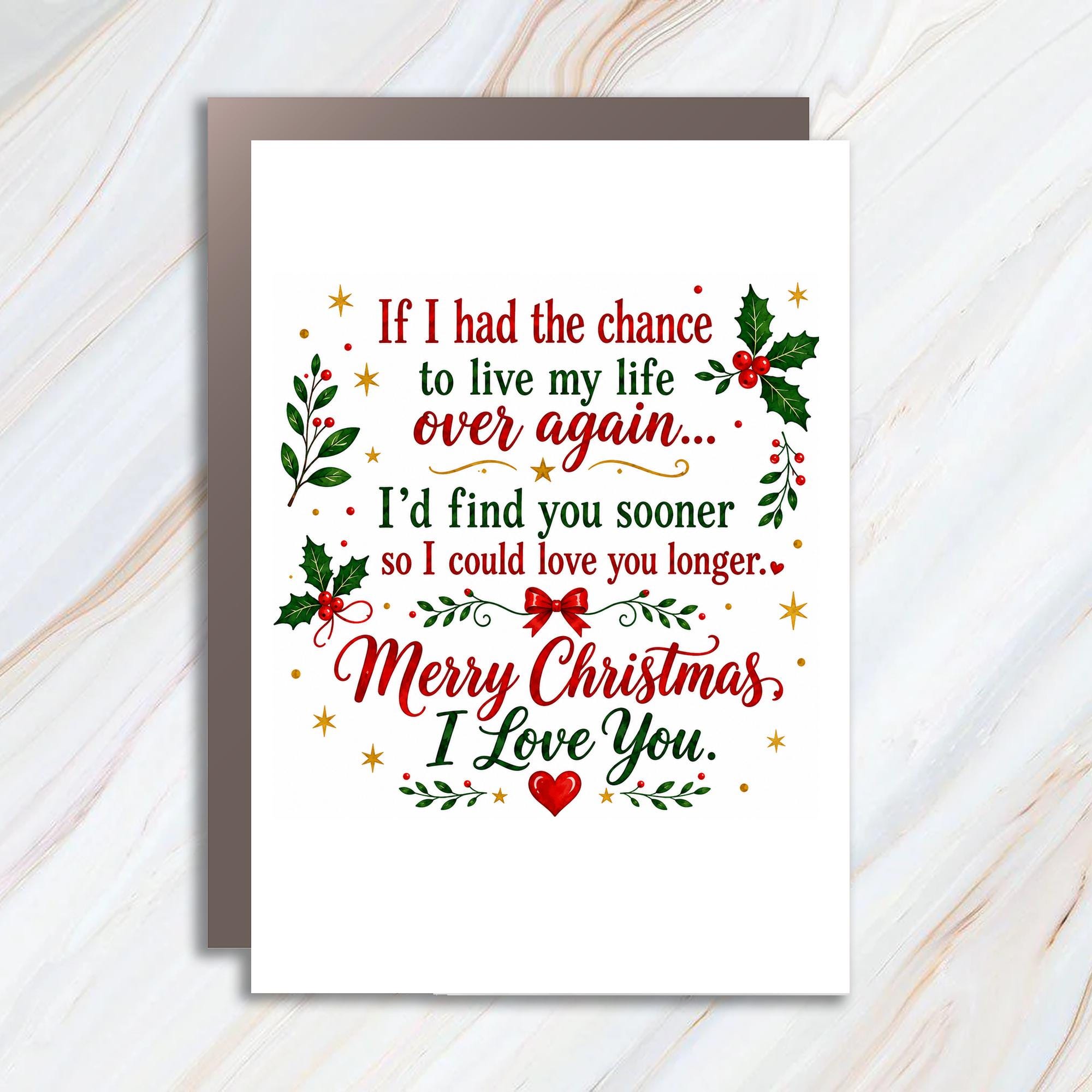 If I Had The Chance Christmas Card Romantic I Love You Holiday Greeting For Partner Husband Wife Cute Festive Card C1312
