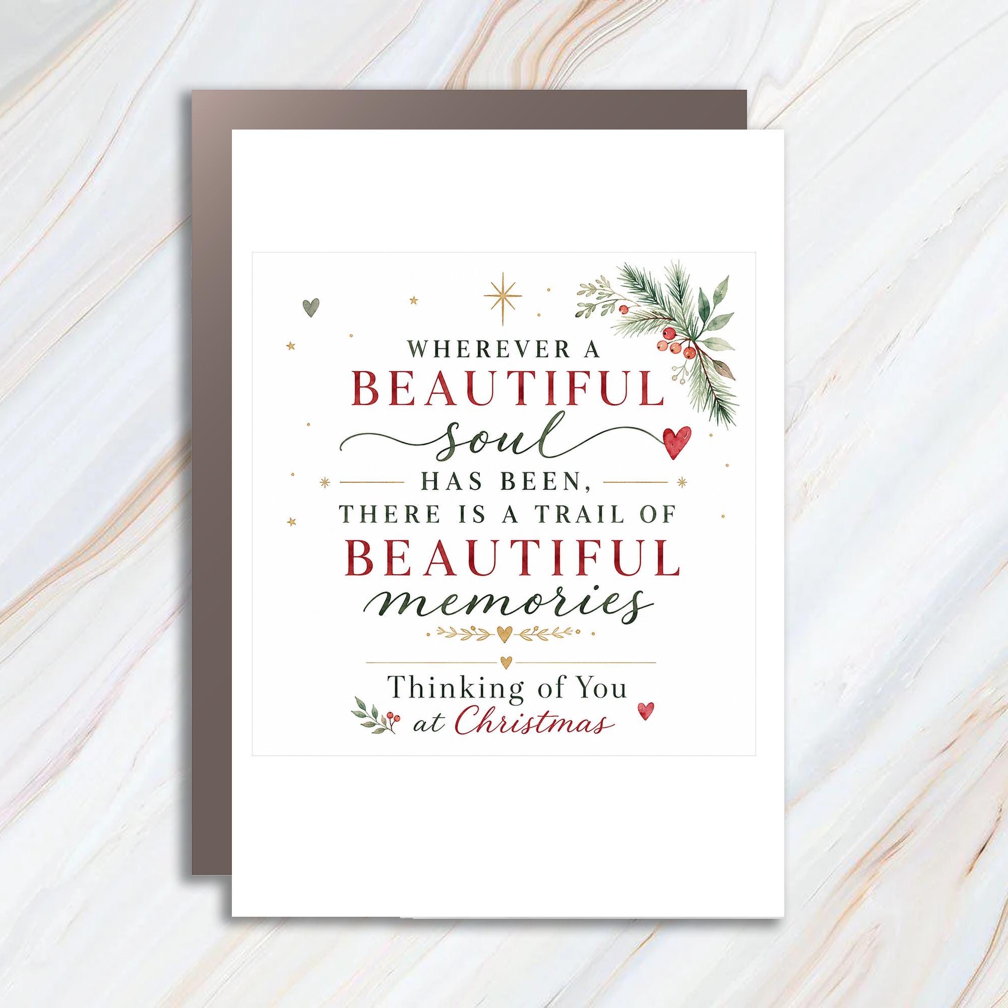 Wherever A Beautiful Soul Has Been, There Is A Trail Of Beautiful Memories Christmas Card Thinking Of You Sentimental Holiday Gree C1317