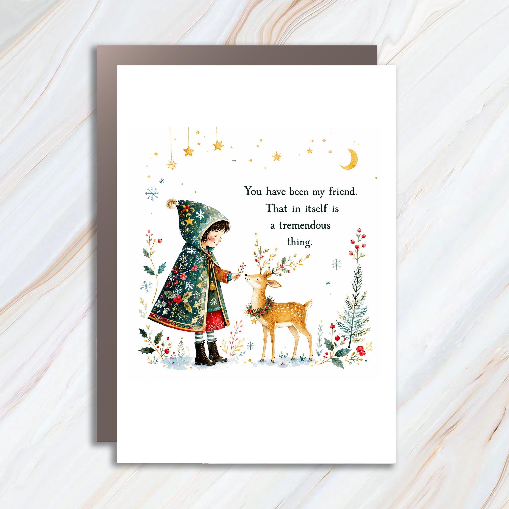 You Have Been My Friend Tremendous Thing Friendship Card Cute Winter Scene For Friend Christmas Card Sentimental Greeting C1311